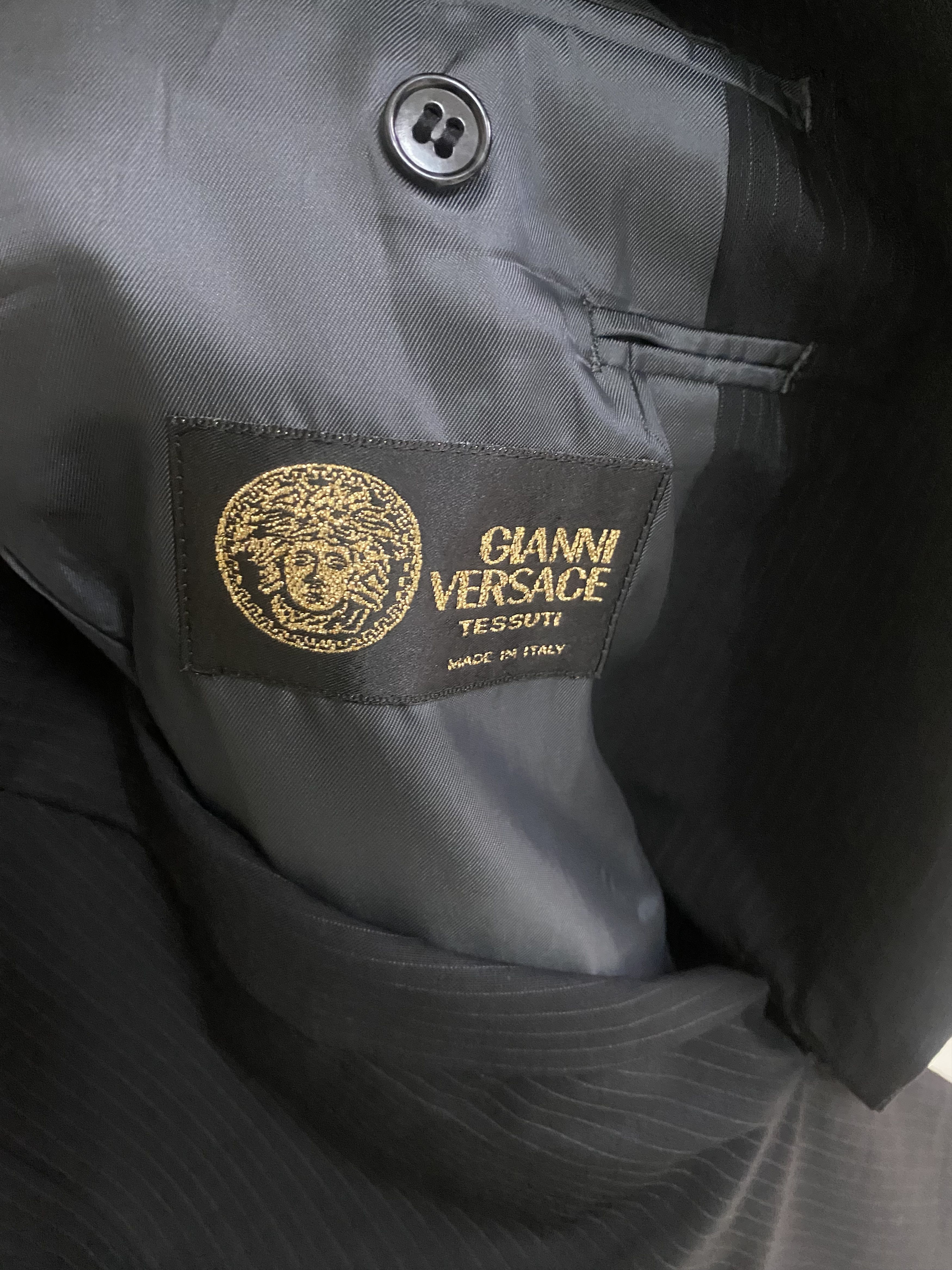 Versace Authentic Gianni Versace Black Pinstripe Suit Size 46R - 5 Thumbnail