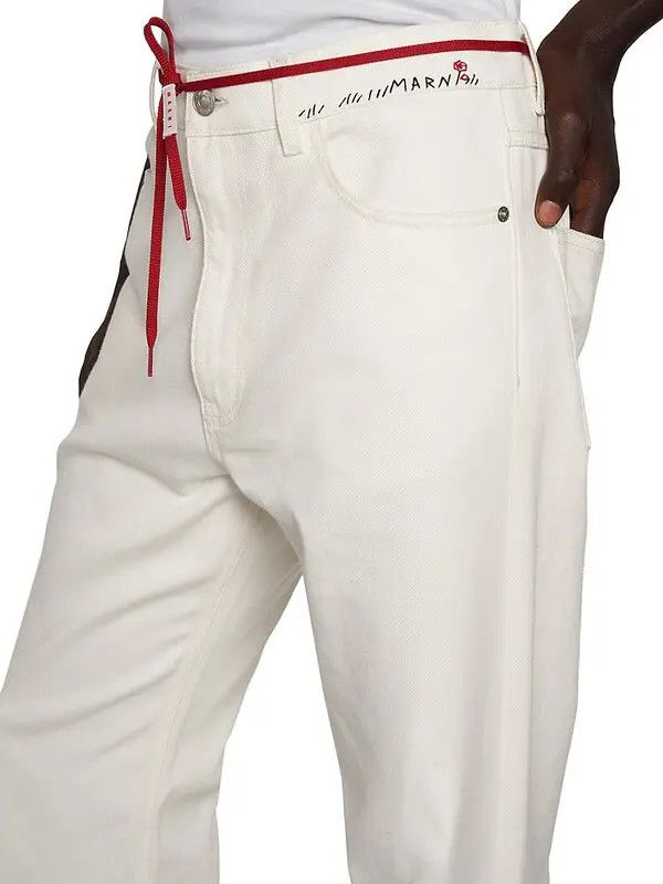 Marni o1w1db11125 Tie-Waist Straight-Leg Trousers in White Size US 36 / EU 52 - 5 Thumbnail