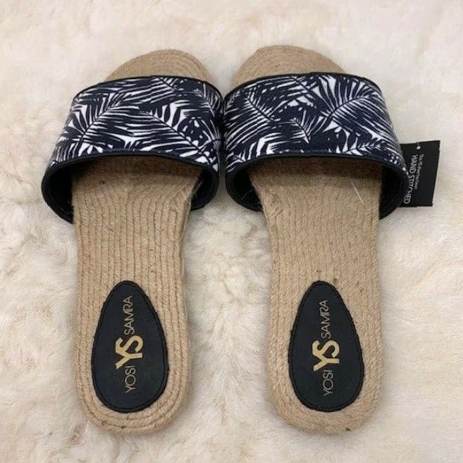 Vintage YOSI SAMRA Floral Slide Sandals Jute Flats - Women's Size 7M - Blue/White Size US 8 / IT 38 - 5 Thumbnail