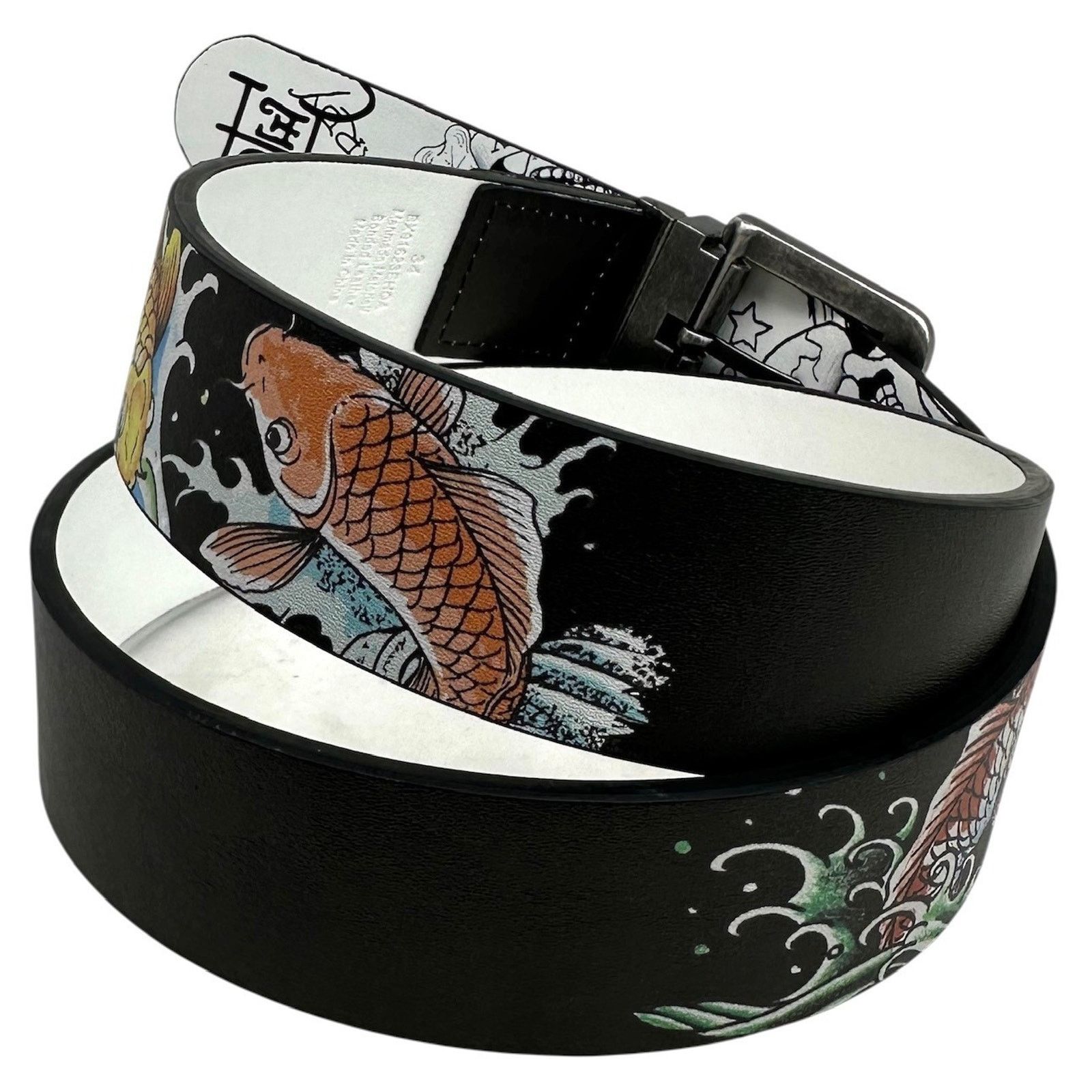 Ed Hardy Ed Hardy Men's Skull and Koi Fish Print Reversible Belt Size 42 - 2 Thumbnail