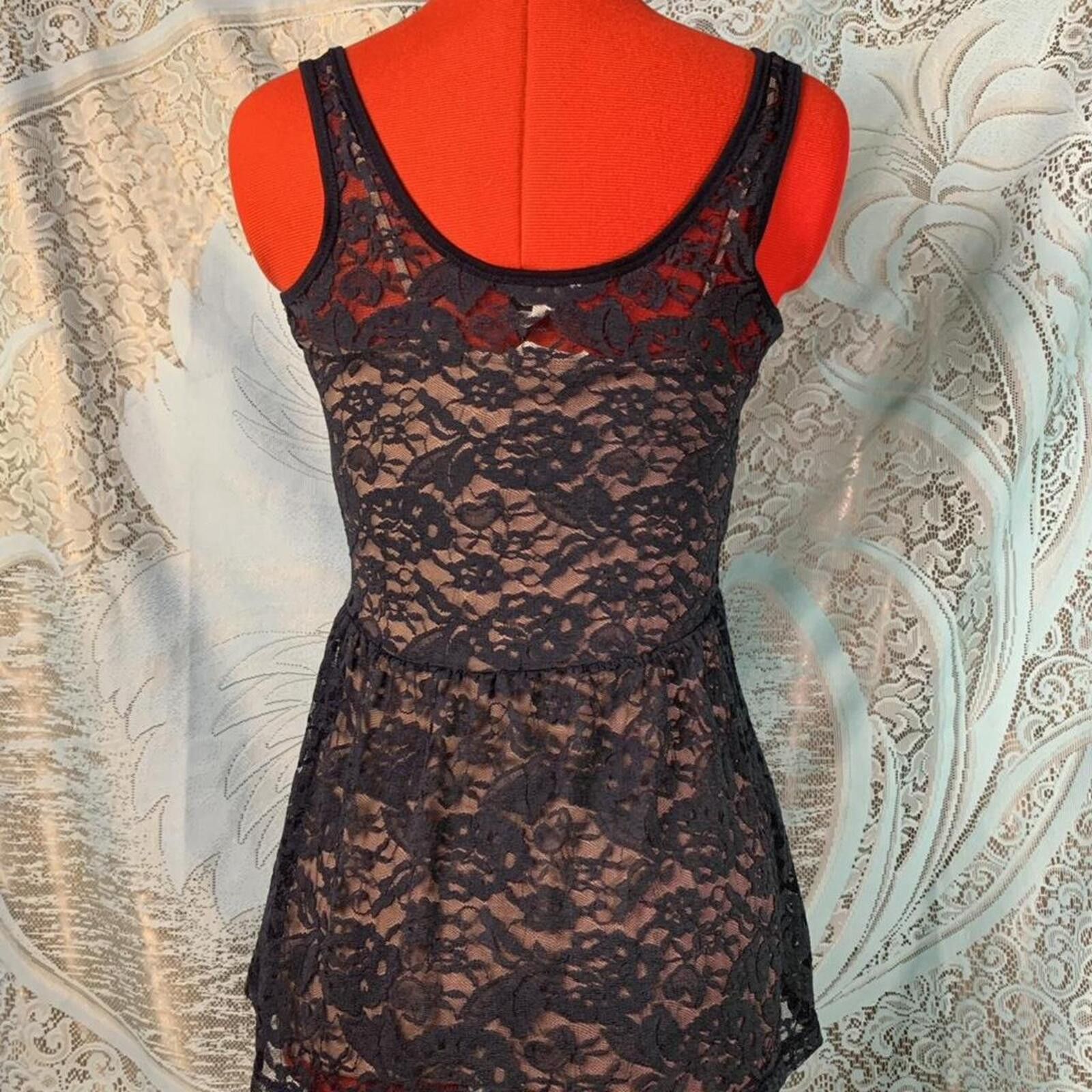 Aeropostale Babydoll navy lace whimsigoth coquette layering tank top! Size XS / US 0-2 / IT 36-38 - 4 Thumbnail