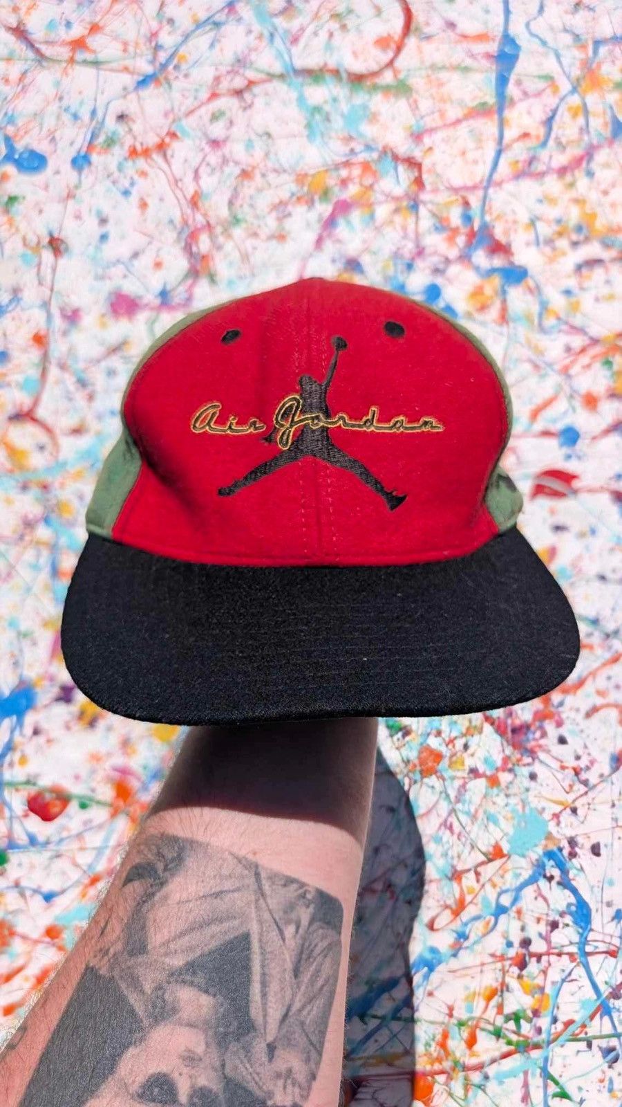 Jordan Brand Vintage Nike air Jordan cap 90s black red green OS fleece Size ONE SIZE - 1 Thumbnail