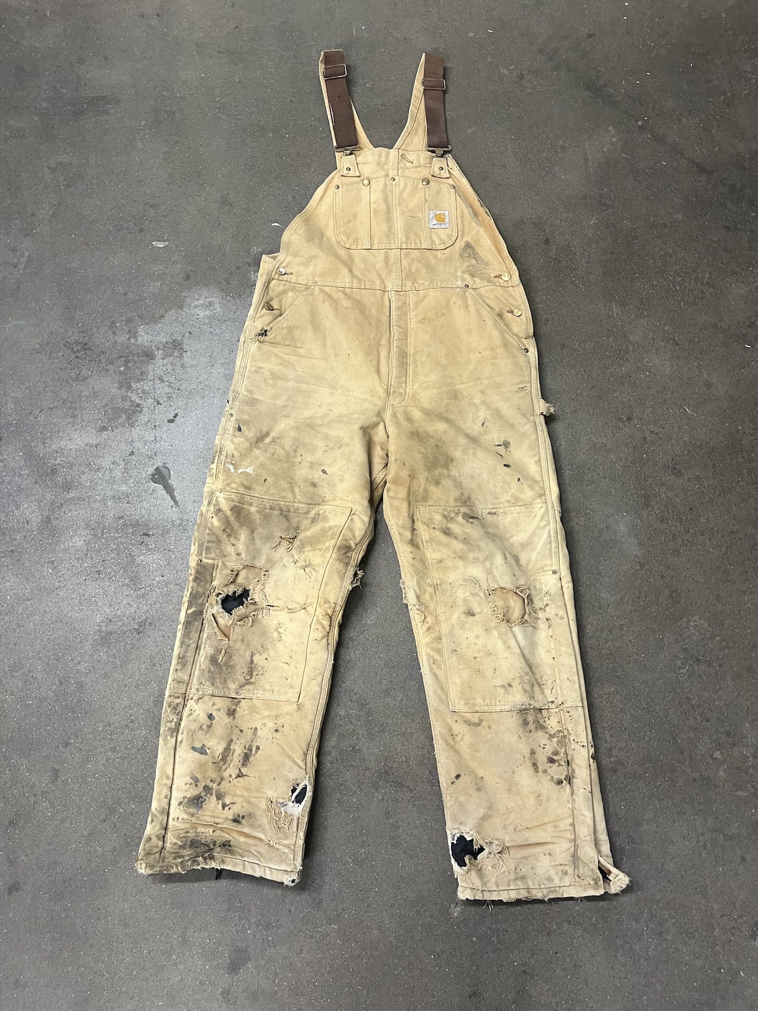 Carhartt × Vintage Vintgage 1990s Carhartt DIstrssed Double Knee Quilted Canvas Overalls Size XL Size US XL / EU 56 / 4 - 1 Thumbnail