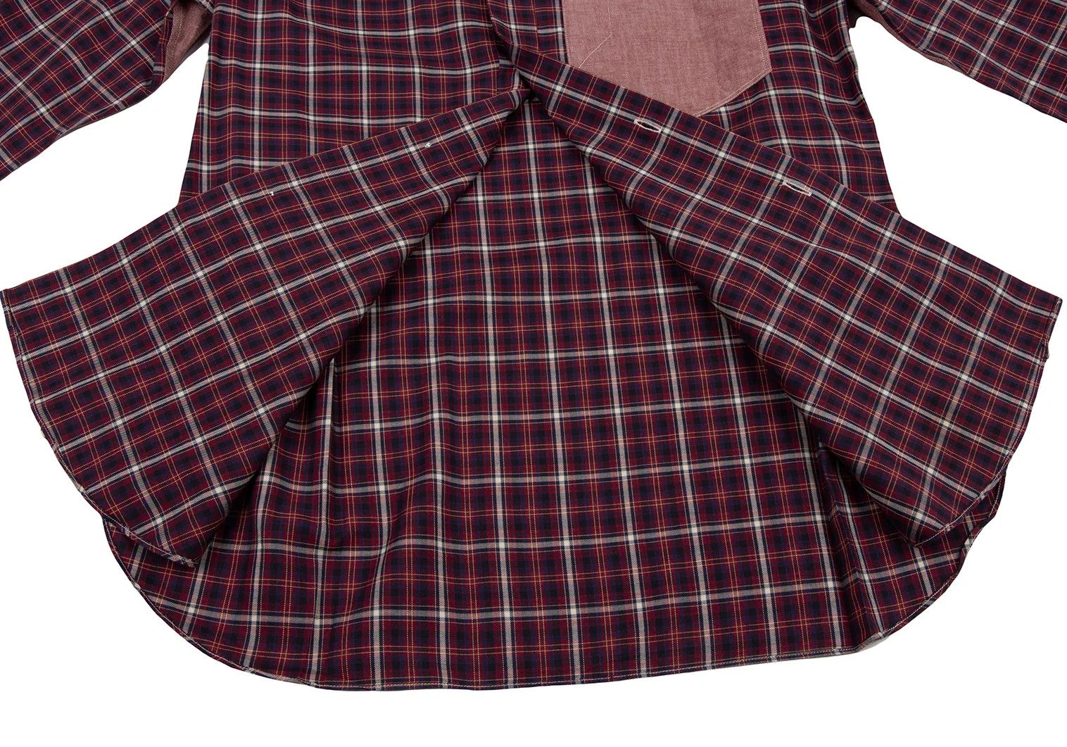 Junya Watanabe Check Pattern Panel Mixed Material Shirt in Red, Size XS Size US XS / EU 42 / 0 - 10 Thumbnail