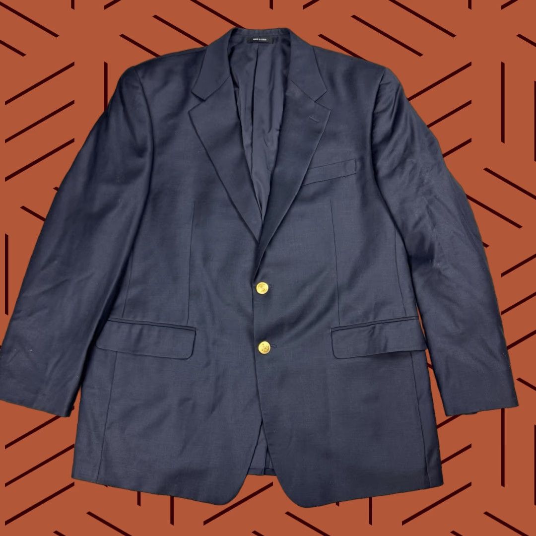 Ralph Lauren VTG LAUREN RALPH LAUREN PREPPY TWO-BUTTON WOOL SPORT COAT BLAZER 43R BLUE NOTCH LAPEL SINGLE-BREASTED VINTAGE Mens Size 46R - 1 Thumbnail