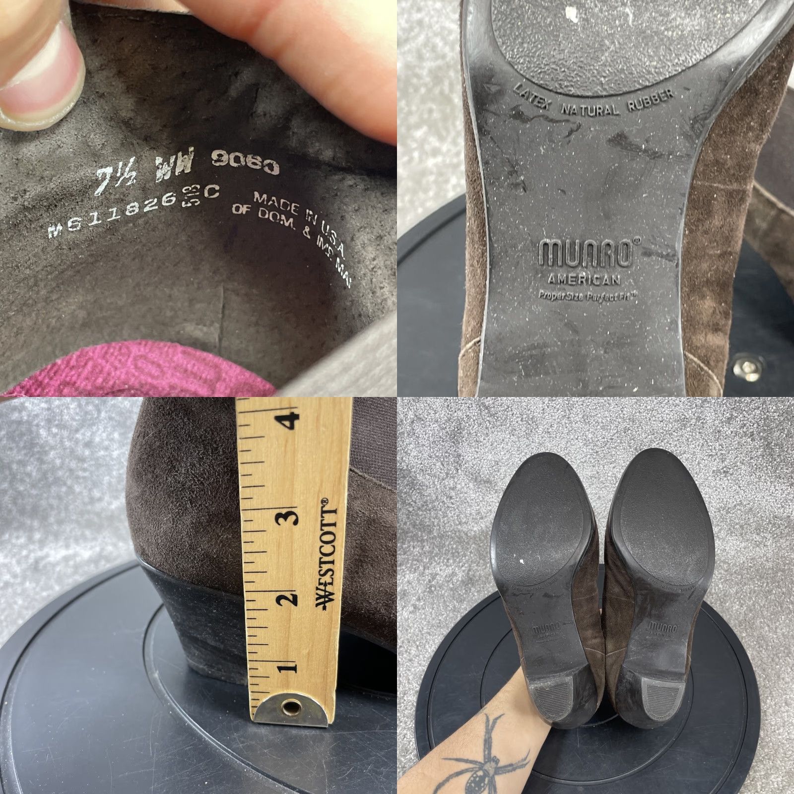Vintage VINTAGE Munro Womens Bootie Size 7.5 W Brown Suede Casual Ankle Low Heel 2in Platform Leather Slip On Size US 7.5 / IT 37.5 - 8 Thumbnail