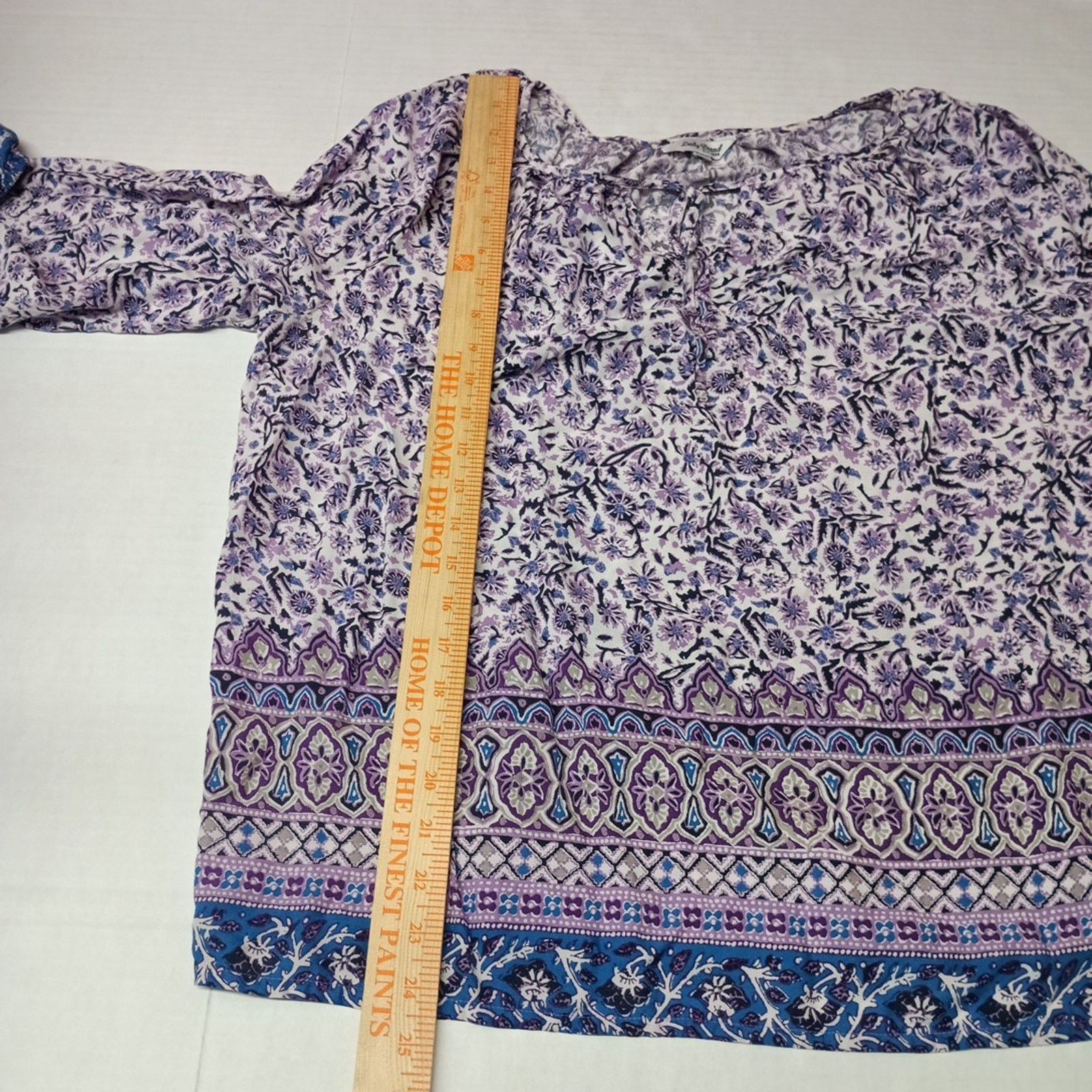 Lucky Brand Lucky Brand Border Purple Multi Floral Keyhole Neckline 2XL Size XXL / US 16-18 / IT 52-54 - 5 Thumbnail