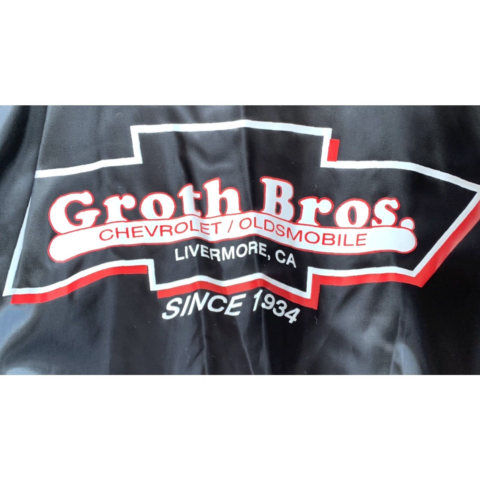 Vintage VINTAGE Nemesis SATIN Bomber Jacket Men's XL Black Cars Transportation Groth Bros Chevrolet Oldsmobile Livermore CA Since 1934 Satin Jacket Size XL Size US XL / EU 56 / 4 - 6 Thumbnail