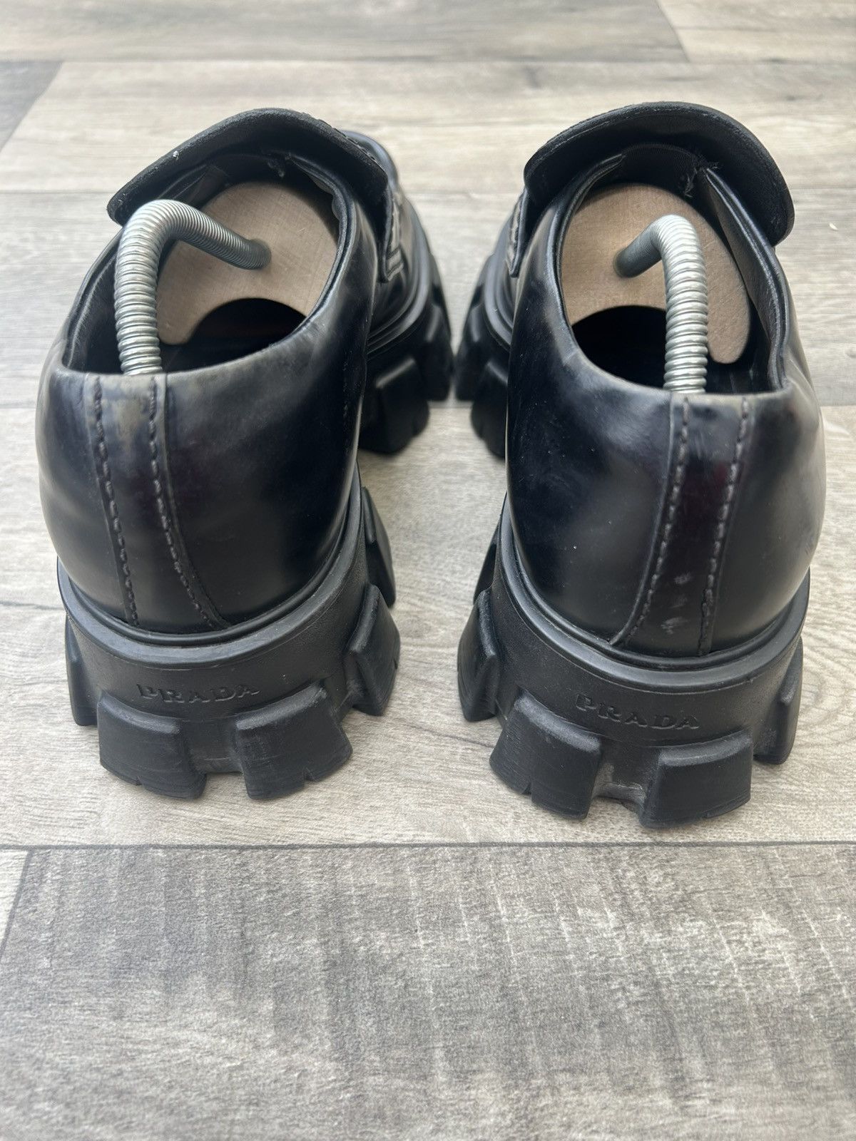Prada Prada Men's Monolith Brushed Leather Loafers Size US 8.5 / EU 41-42 - 5 Thumbnail