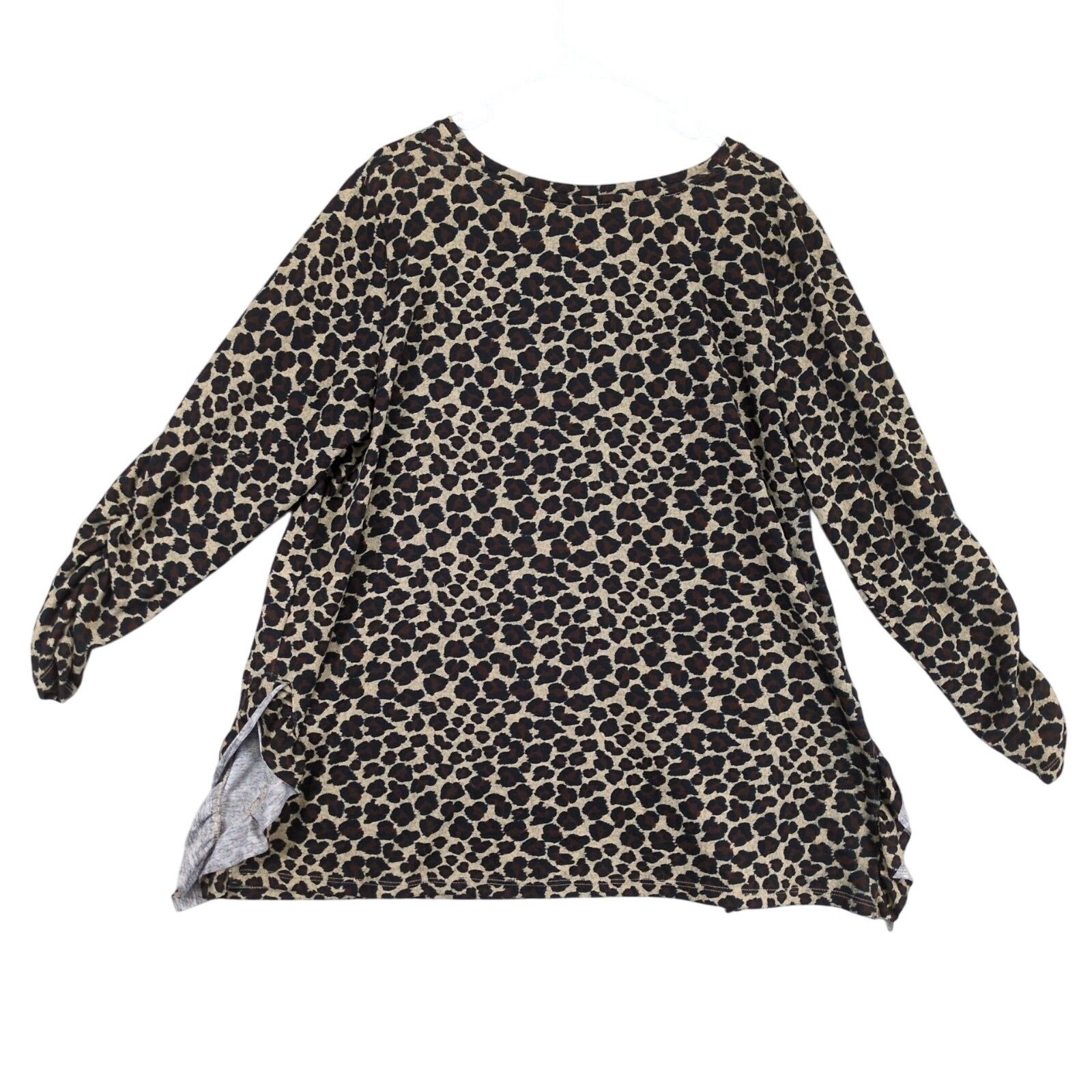 Other Terra & Sky Women's 1X Leopard Print Fleece Tunic Top Size XXL / US 16-18 / IT 52-54 - 3 Thumbnail