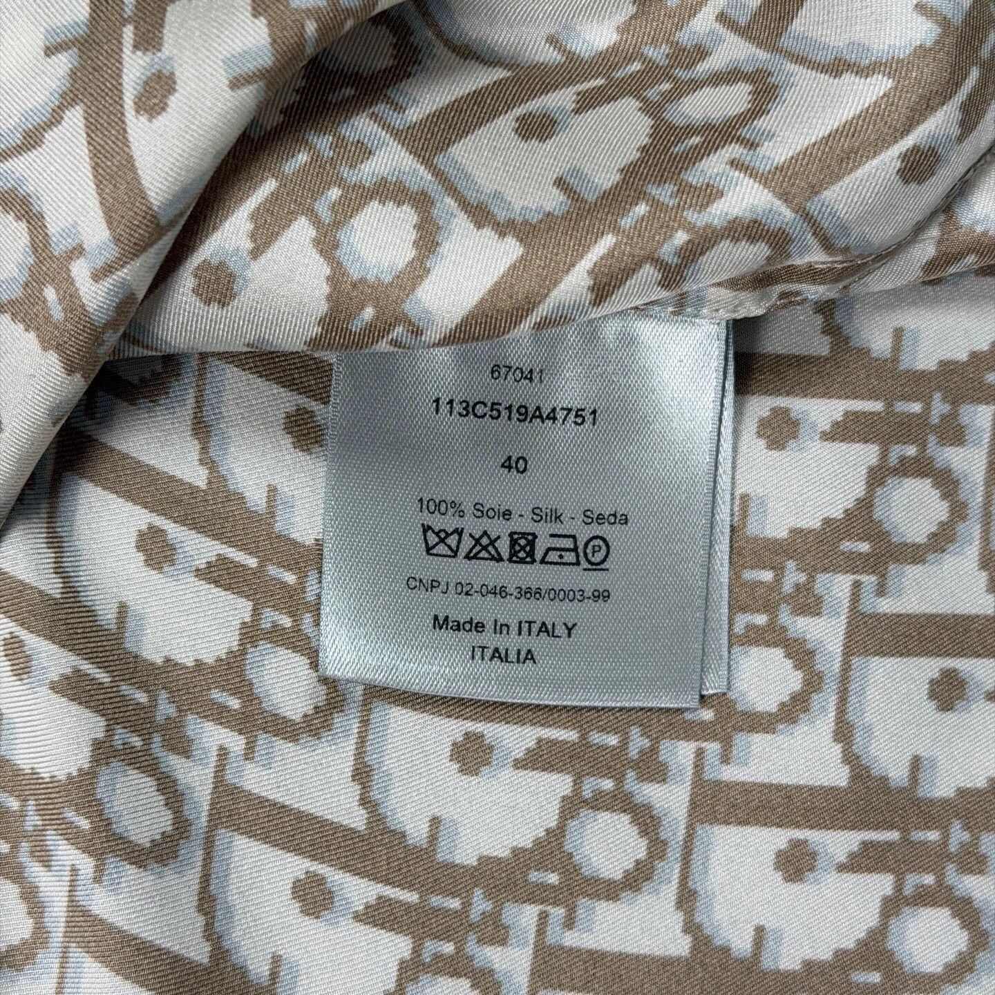 Dior Dior Beige Printed Silk Short Sleeve Shirt 40 Size US XXS / EU 40 - 4 Thumbnail