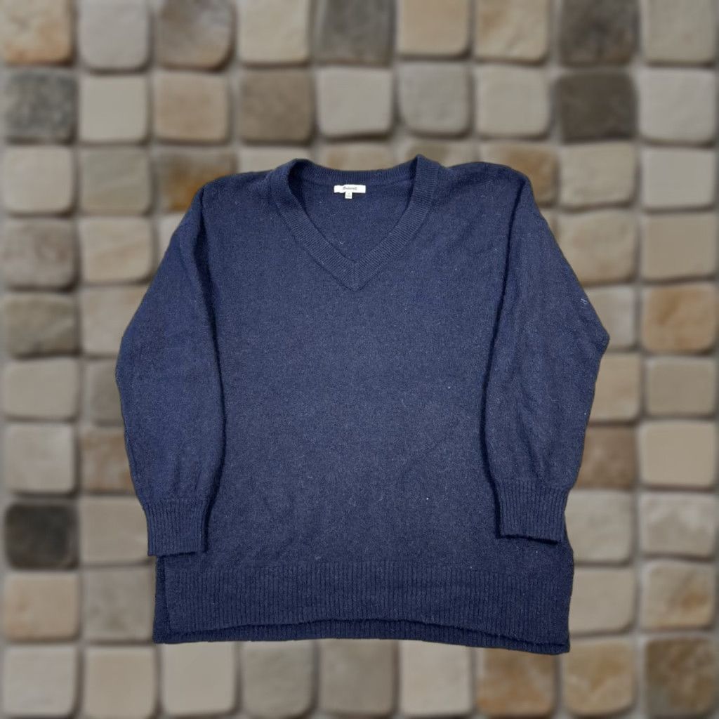 Madewell VINTAGE Madewell Sweater Pullover Womens 1X Wool Blue Knit Long Sleeve V-Neck Casual Fall Winter Size XL / US 12-14 / IT 48-50 - 1 Thumbnail