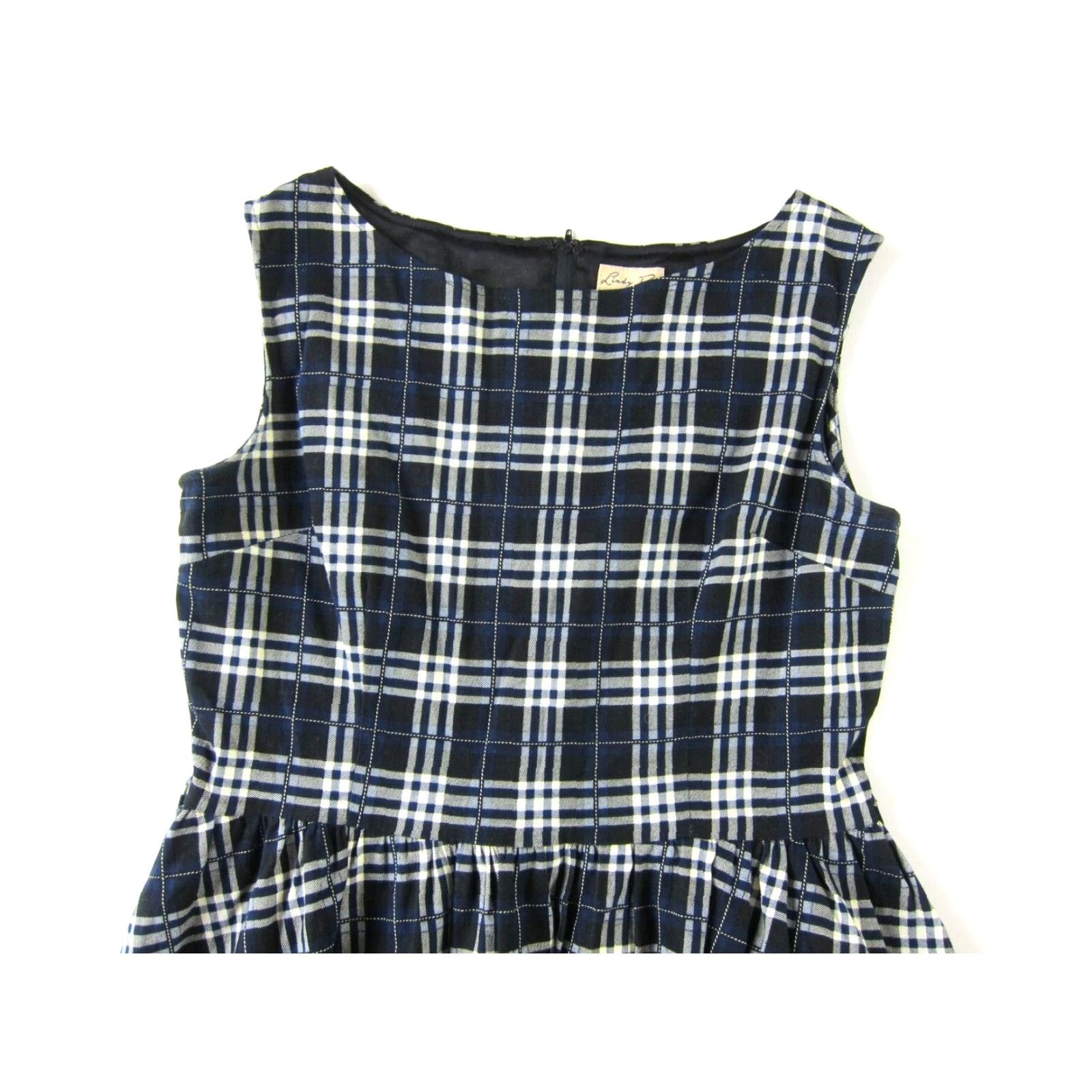 Vintage Lindy Bop Blue Black Plaid Tartan Retro Vintage Style Festive Sheath Dress XL Size XL / US 12-14 / IT 48-50 - 4 Thumbnail