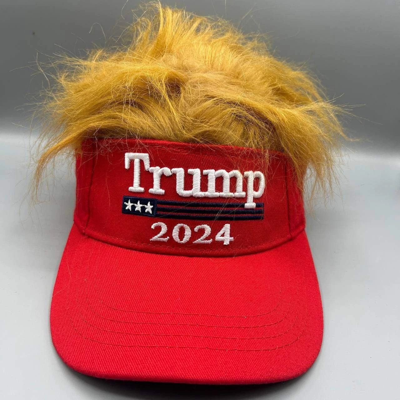 The Unbranded Brand Donald Trump 2024 Visor Hat Men Strap Back with Hair Cotton Size ONE SIZE - 1 Thumbnail