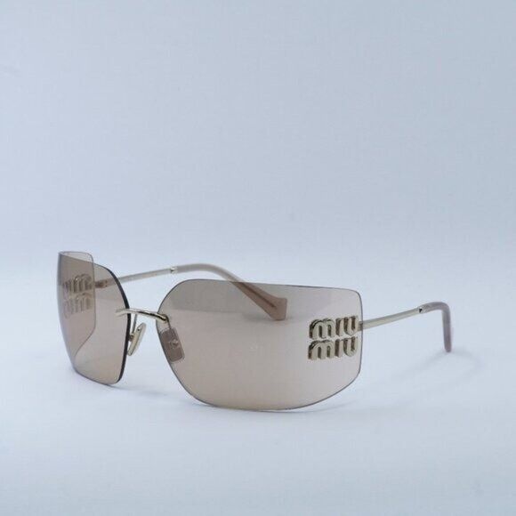 Miu Miu MU54YS ZVN20F Geometric Sunglasses - Gold/Pink