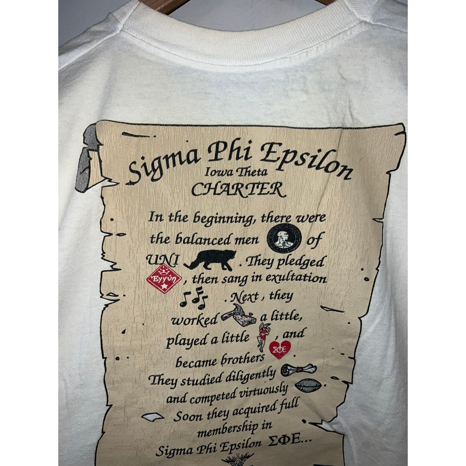 Vintage Vintage Sigma Phi Shirt Epsilon Iowa Northern University Tee Size US XL / EU 56 / 4 - 7 Thumbnail