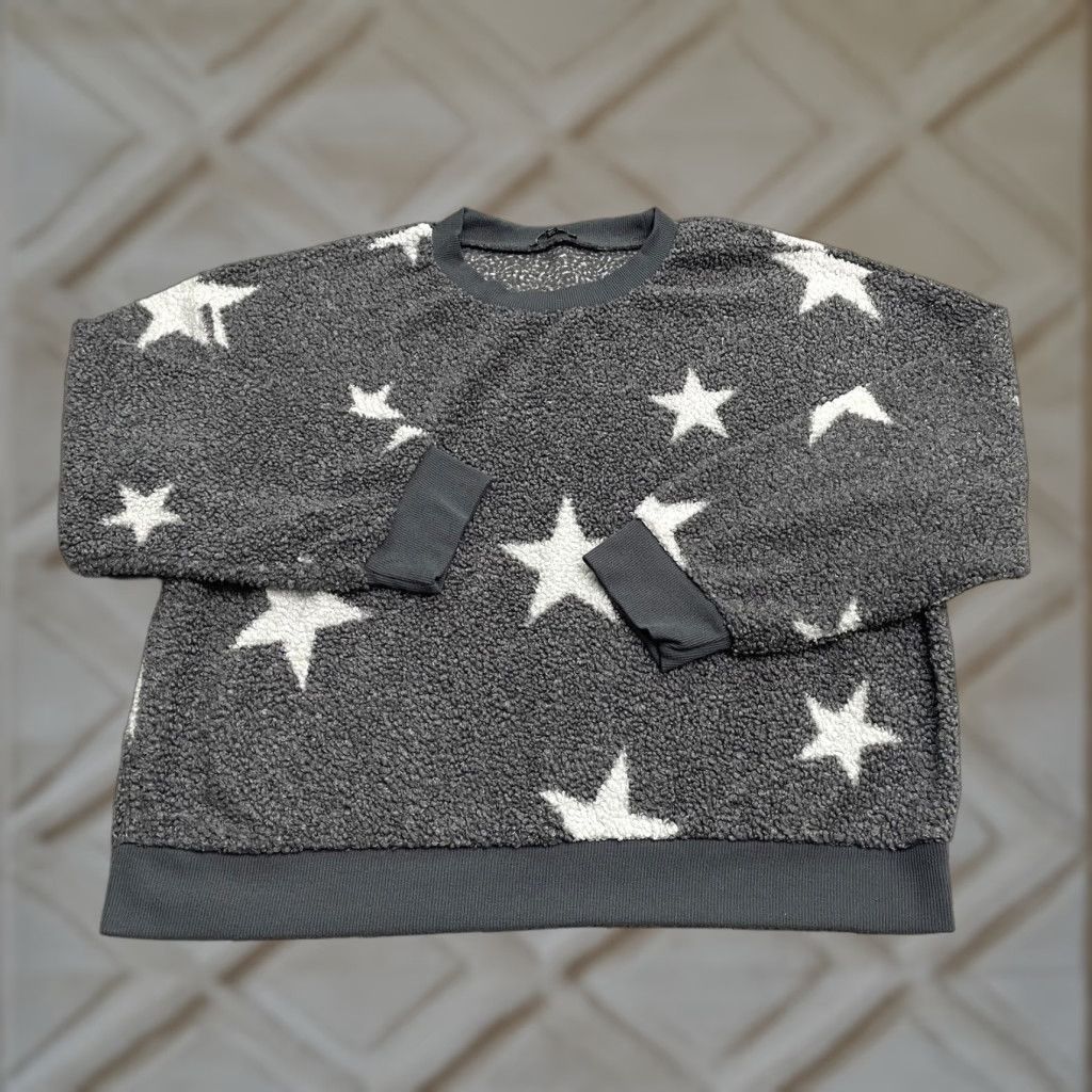 Vintage Knapp Studio Fleece Pullover Sweatshirt Womens XL Gray Stars Crew Neck Casual Size XL / US 12-14 / IT 48-50 - 1 Thumbnail
