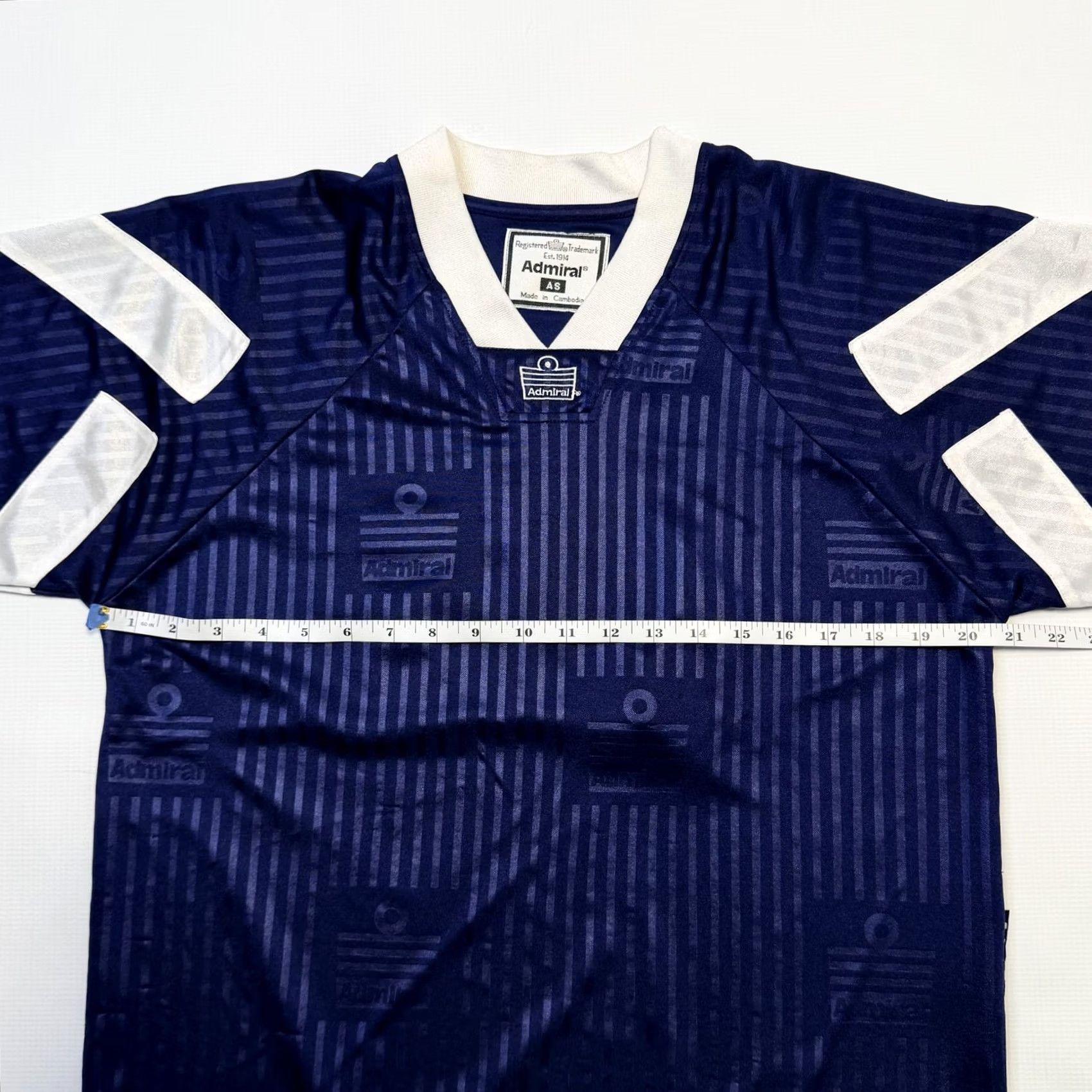 Vintage Admiral Mens Small Blue Striped Raglan V-Neck Lightweight Soccer Jersey Shirt Size US S / EU 44-46 / 1 - 7 Thumbnail