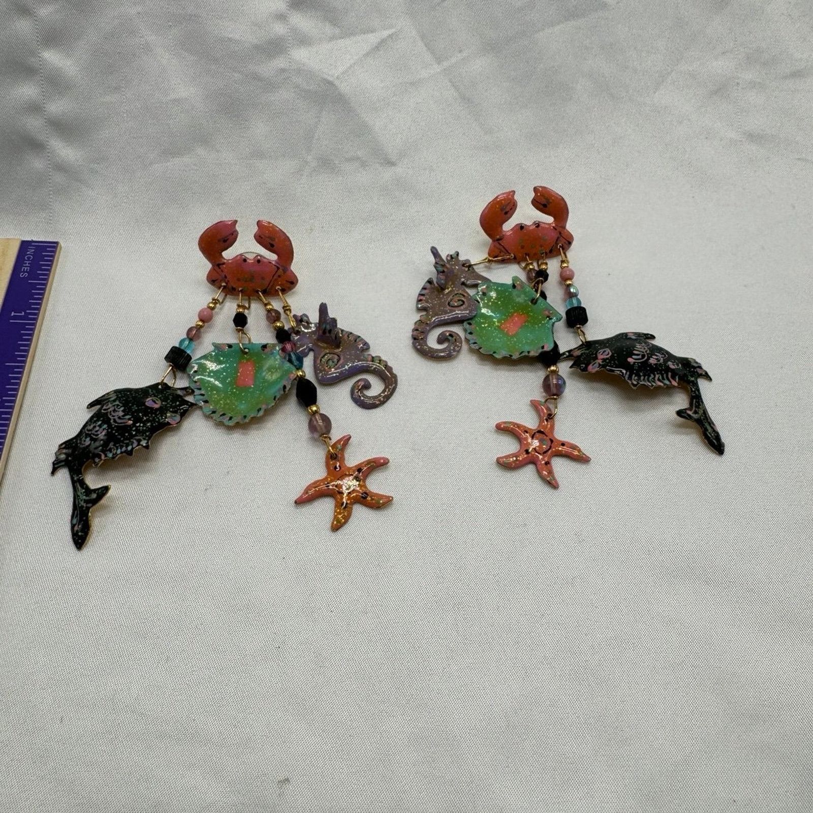 Other VTG! Rare! HTF! Lunch at the Ritz enamel earrings Size ONE SIZE - 1 Thumbnail