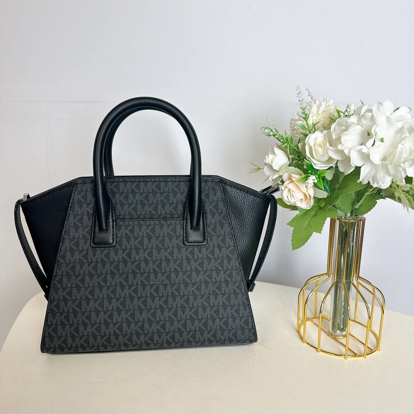 Michael Kors MICHAEL KORS 35F1S4VM2B AVRIL SM LOGO TOP-ZIP SATCHEL BLACK Size ONE SIZE - 3 Thumbnail