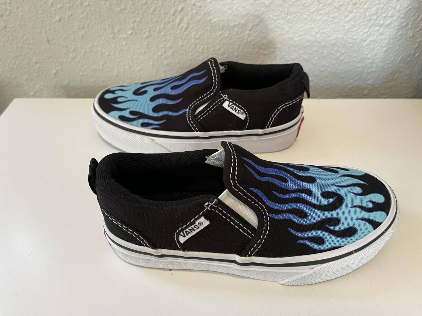 Vans Vans Classic Slip-On Shoes with Blue Flame Design Size US 11 / EU 44 - 1 Thumbnail