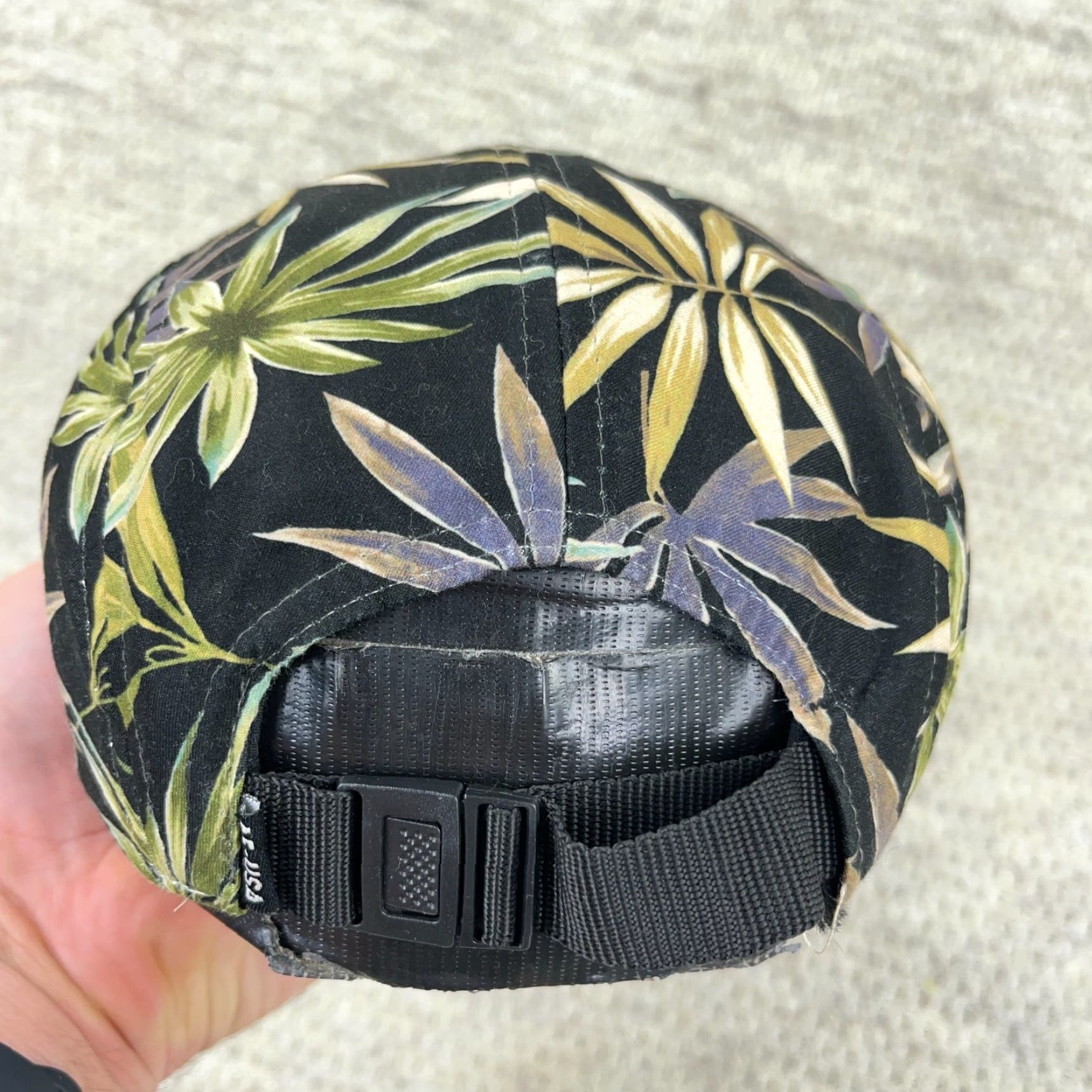 American Eagle Outfitters American Eagle Hat Men One Size Black 5 Panel Floral Suede Bill Adjustable Beach Vacation AEO Size ONE SIZE - 2 Thumbnail