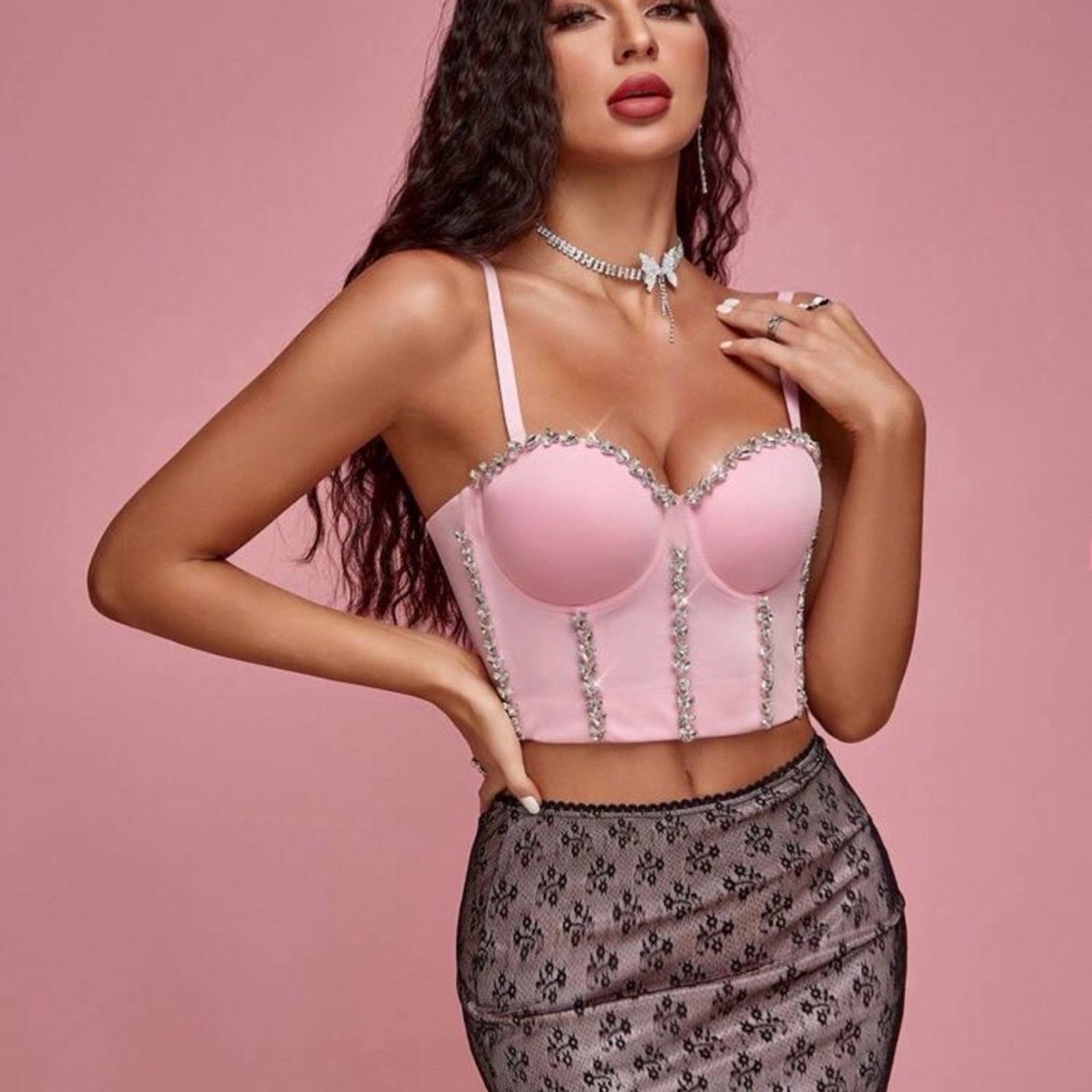 Other Y2K Chic Pink Embellished Bustier size S Size S / US 4 / IT 40 - 4 Thumbnail