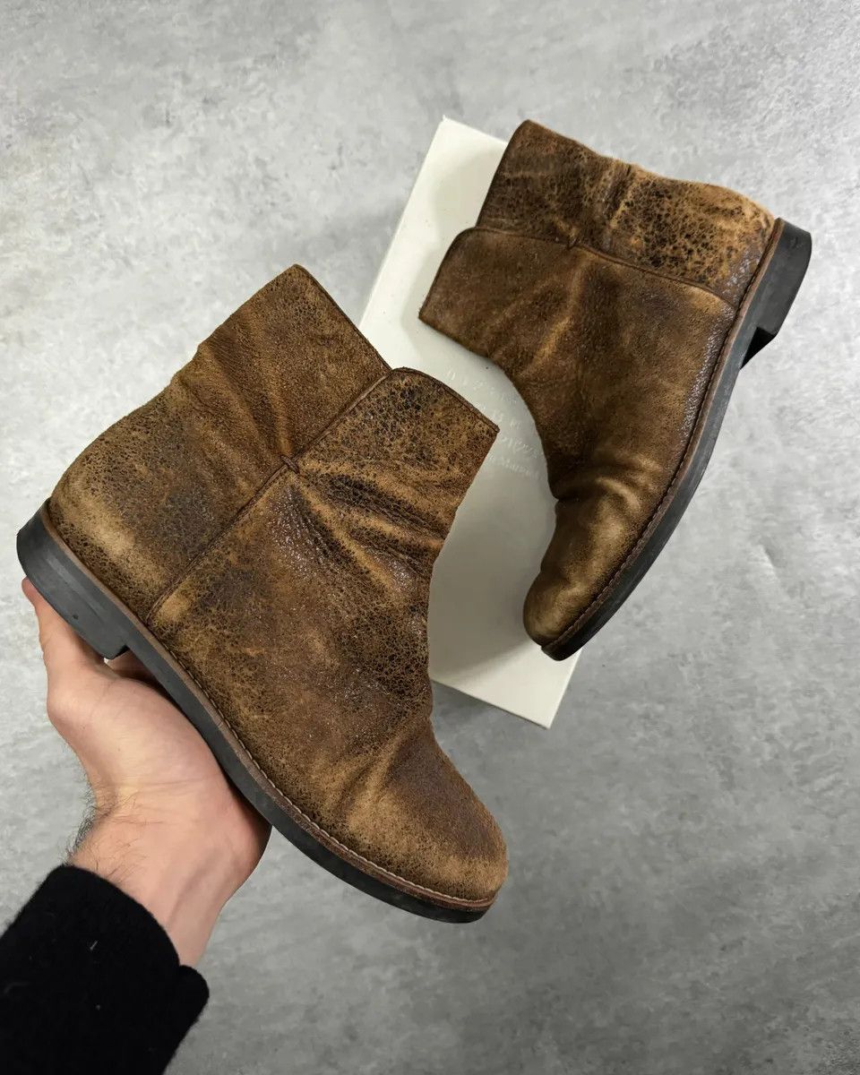 Maison Margiela Maison Margiela Brown Cracked Eroded Brown Leather Boots Size US 6 / IT 36 - 1 Thumbnail