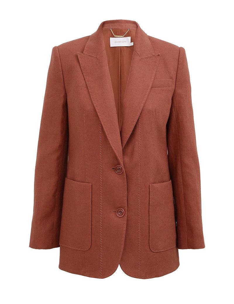 Zimmermann oc11z0226 Illuminate Linen Jacket In Rust Size L / US 10 / IT 46 - 1 Thumbnail