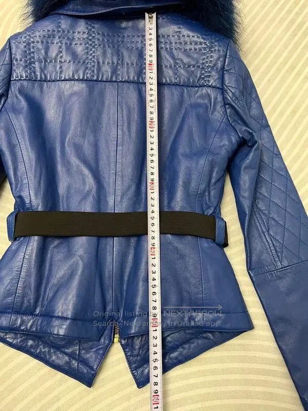 Versace Versace Blue Leather Women's Jacket with Fur Collar . Size XS / US 0-2 / IT 36-38 - 9 Thumbnail