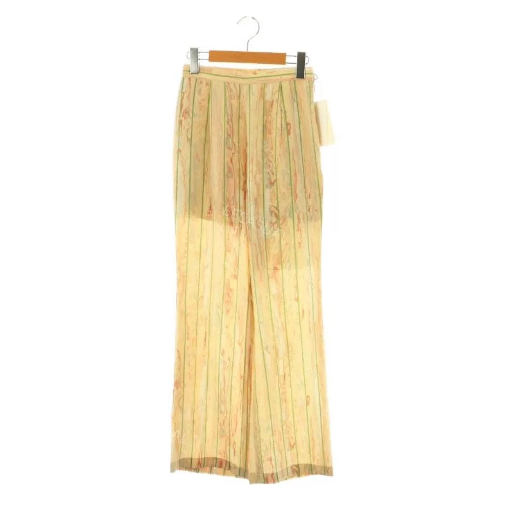 Other Beige Marble Pattern Silk Trousers Size 24" / US 00 / IT 34 - 1 Thumbnail