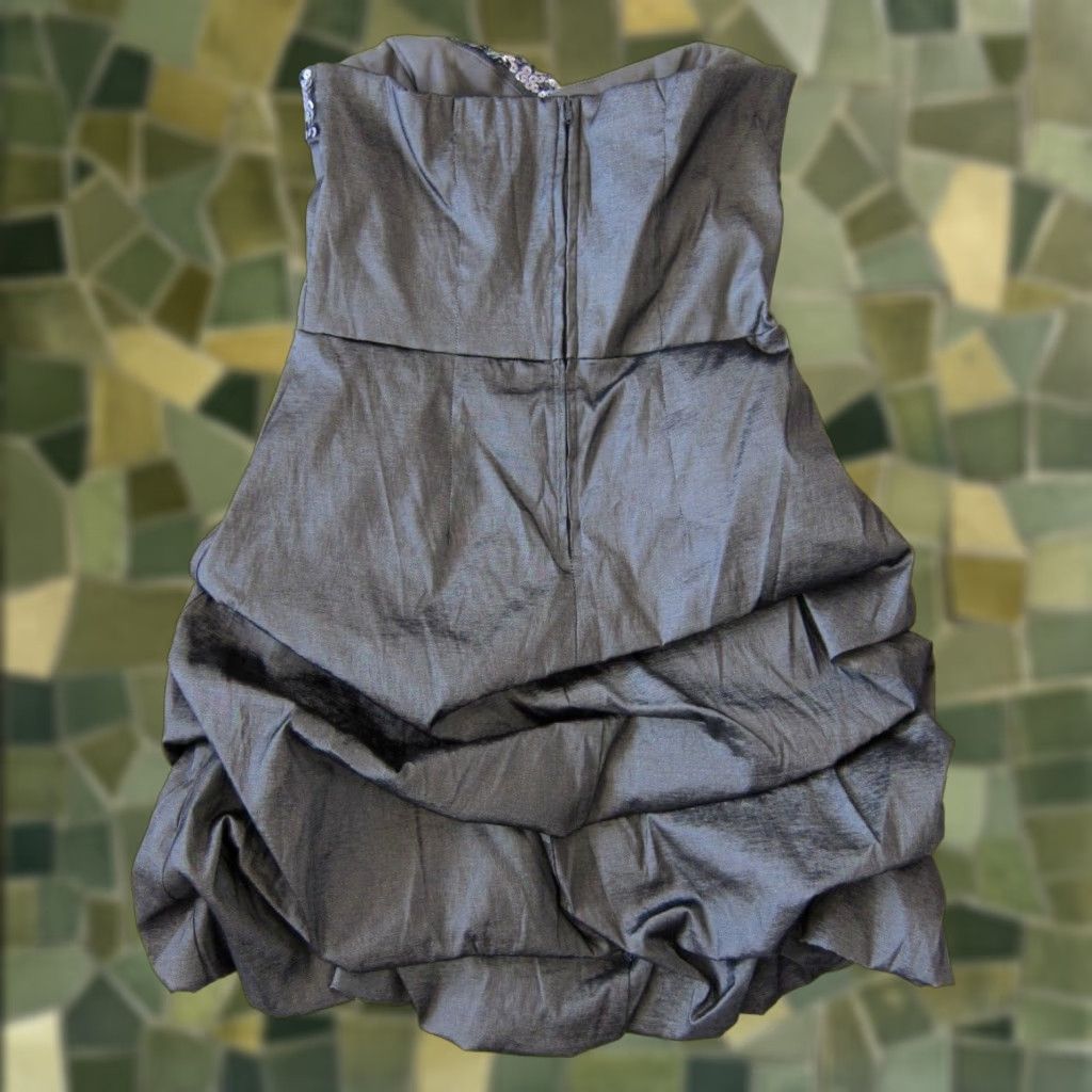 Vintage VINTAGE Teeze Me Shirt 11/L Silver Dress Strapless Party Sequin Ruched Jeweled 90s Mens Womens Girls Boys Size L / US 10 / IT 46 - 1 Thumbnail