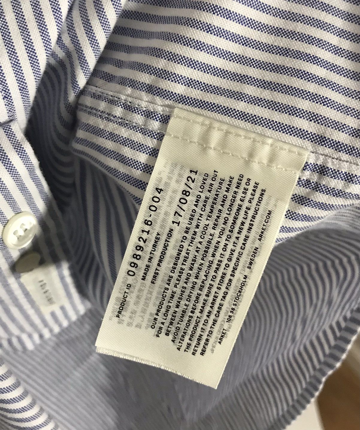 Arket Arket Oxford Striped Shirt Regular Fit Size US L / EU 52-54 / 3 - 6 Thumbnail