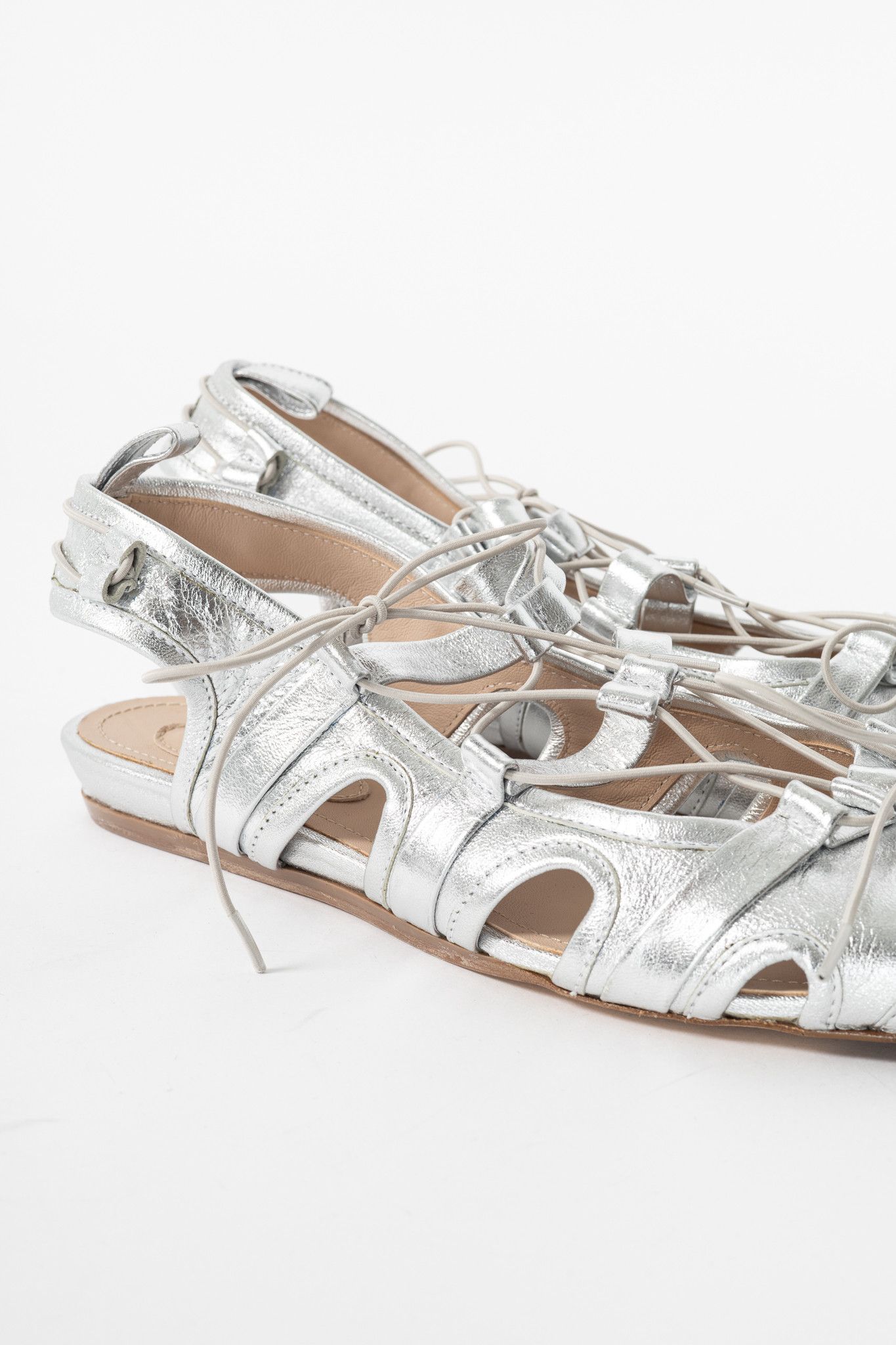Simone Rocha Simone Rocha Silver Sporty Lace-Up Ballet Flats Size US 8.5 / IT 38.5 - 7 Thumbnail