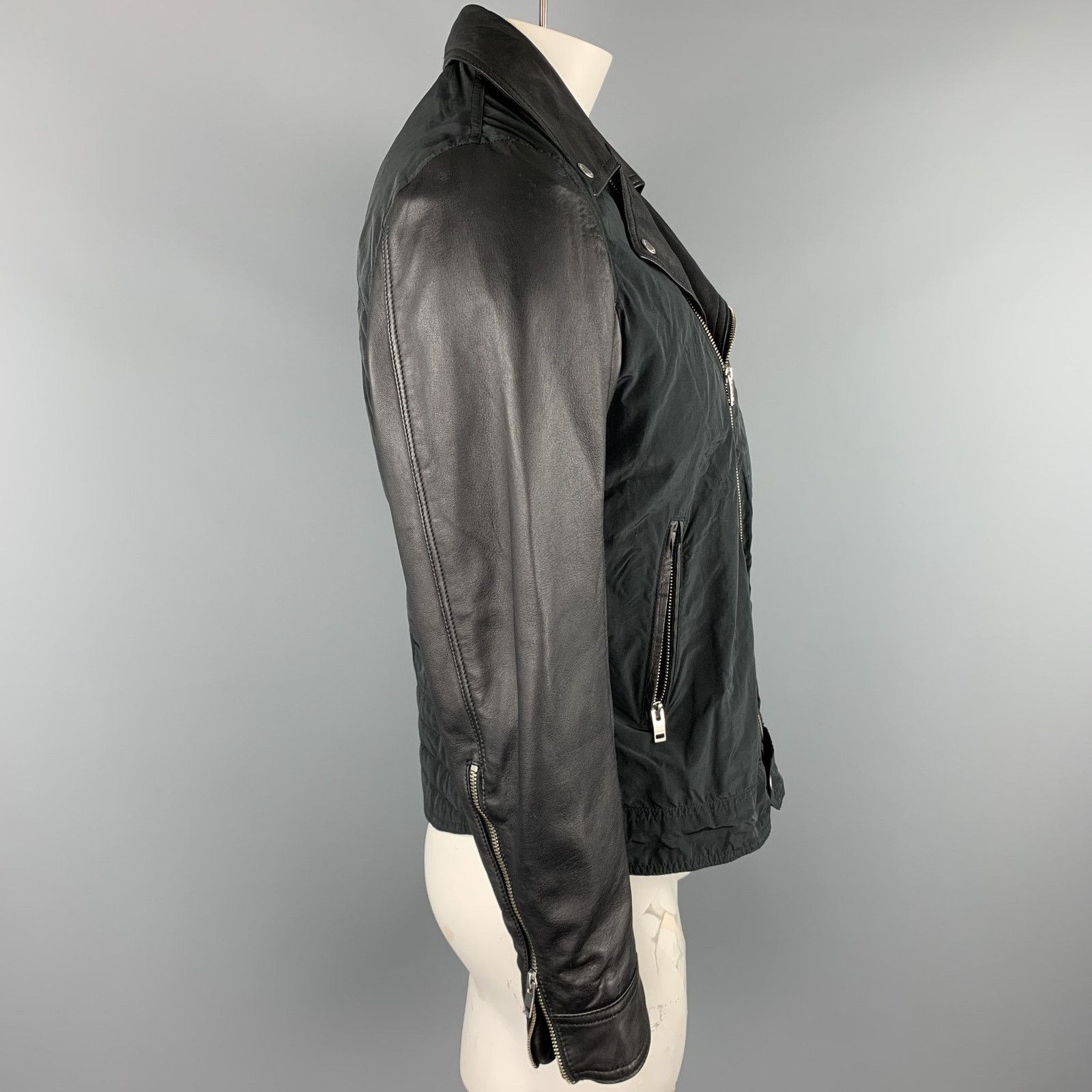 Lindberg J. LINDEBERG Size L Black Mixed Materials Nylon Biker Jacket Size US L / EU 52-54 / 3 - 3 Thumbnail