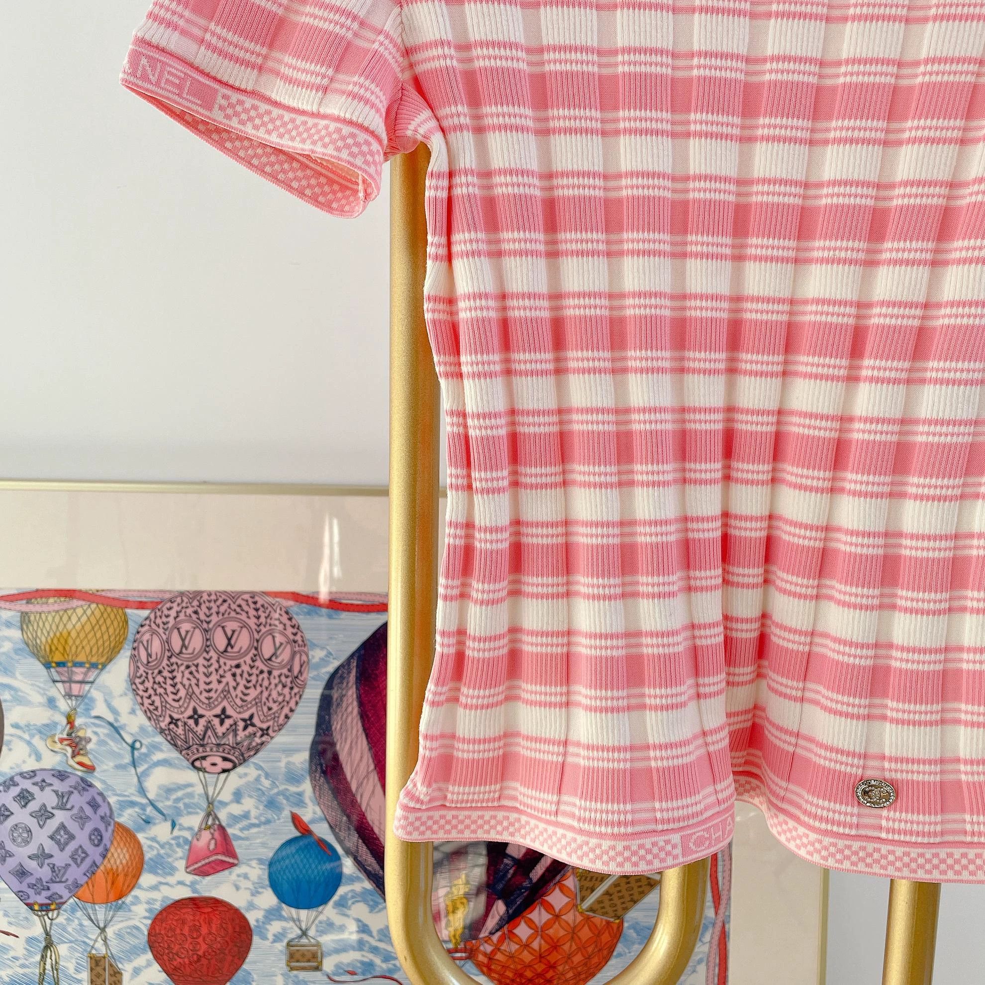 Chanel Chanel pink white striped shortsleeve top 38 4410 Size S / US 4 / IT 40 - 4 Thumbnail