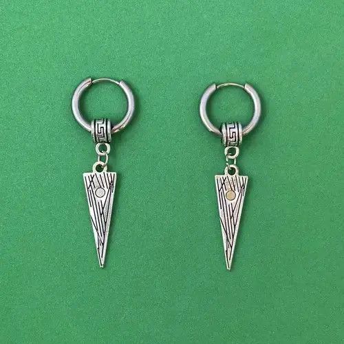 Jewelry x Vintage 925 Silver Plated Geometric Triangle Dangle Earrings For Men