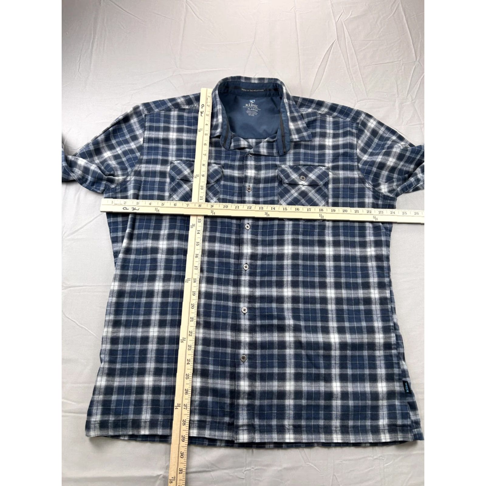 Vintage Kuhl Shirt Mens XL Blue Plaid Flannel Button Front Long Sleeve Pocket Outdoor Size US XL / EU 56 / 4 - 6 Thumbnail