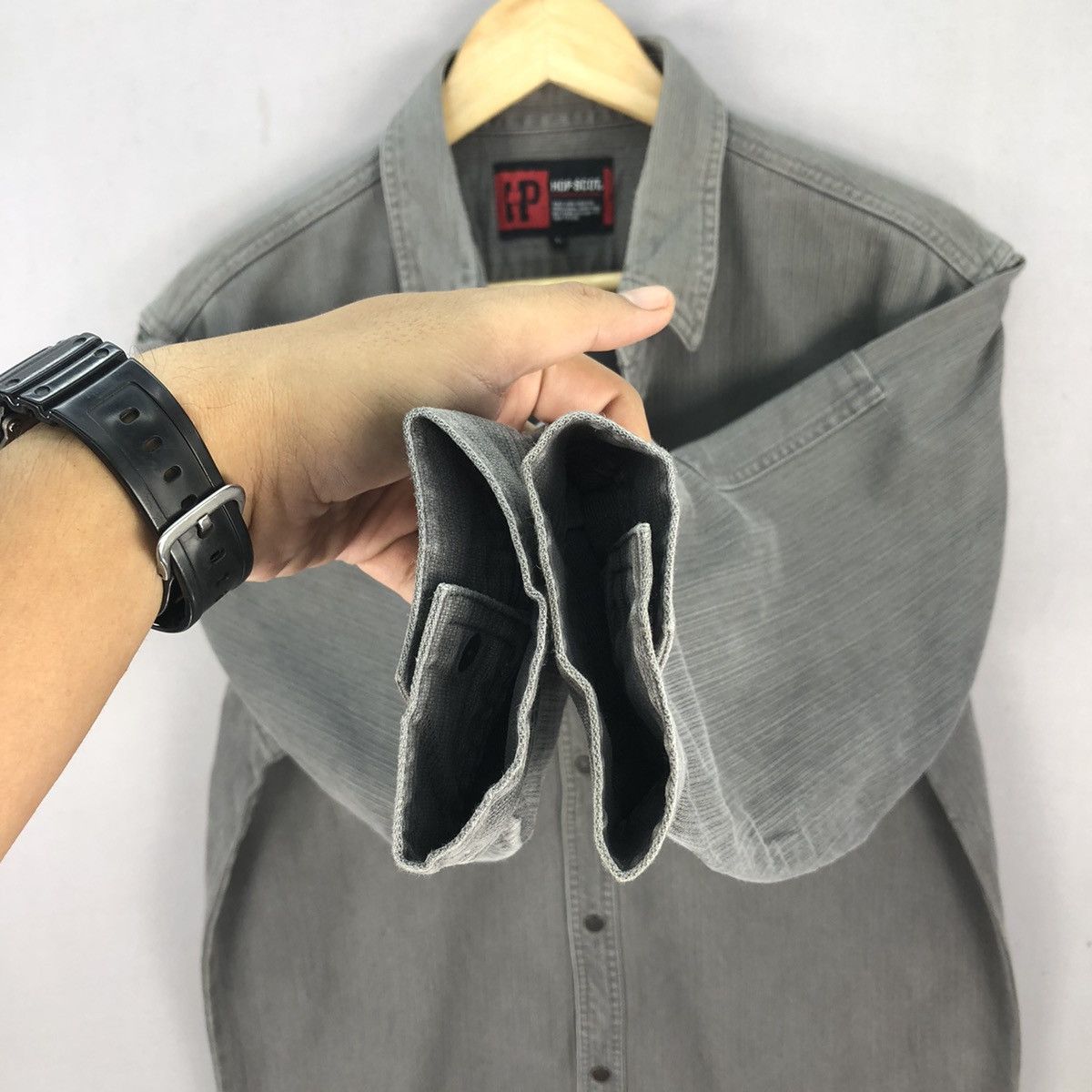 Japanese Brand Vintage 00’s Hop-Scot Faded Denim Work Shirt Size US M / EU 48-50 / 2 - 13 Thumbnail