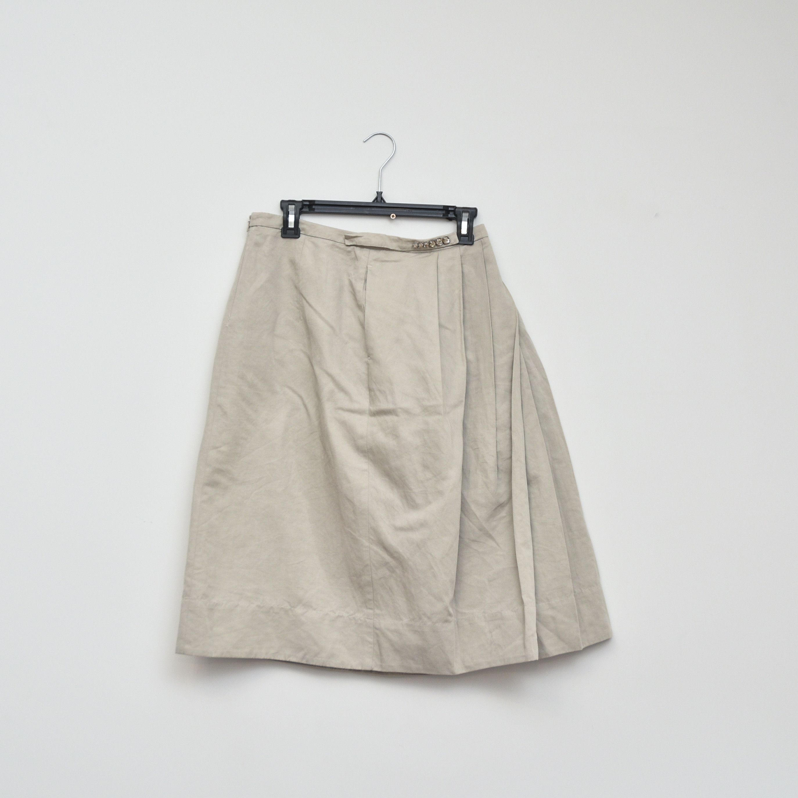 Max Mara MAX MARA Beige Cotton Linen Skirt Crystal Jewel Embellished Size 28" / US 6 / IT 42 - 1 Thumbnail