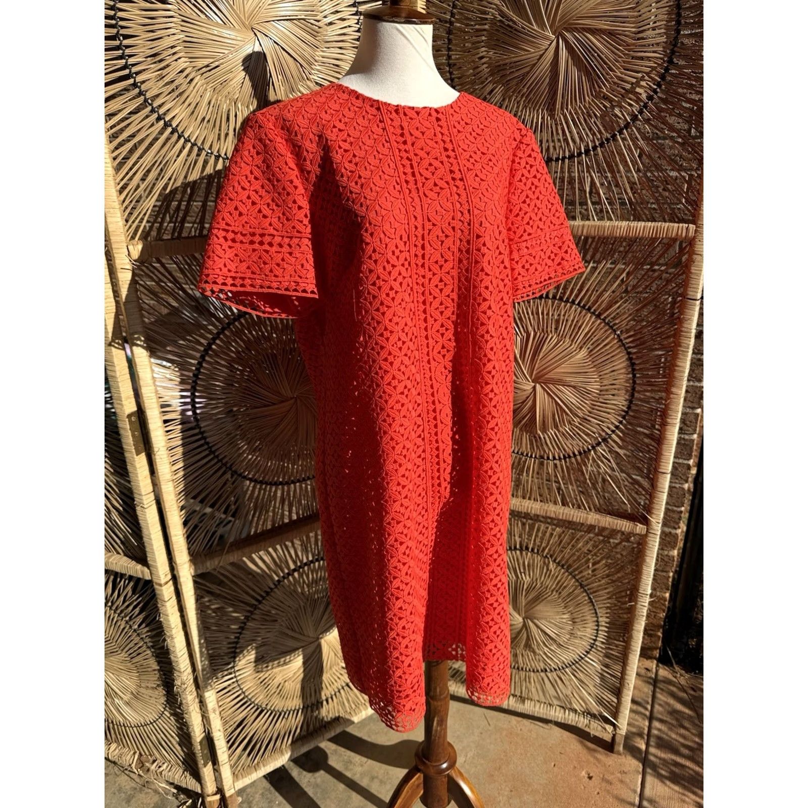 Trina Turk Trina Turk Dress Mini Lace Short-Sleeve Orange 10 Women Size L / US 10 / IT 46 - 7 Thumbnail