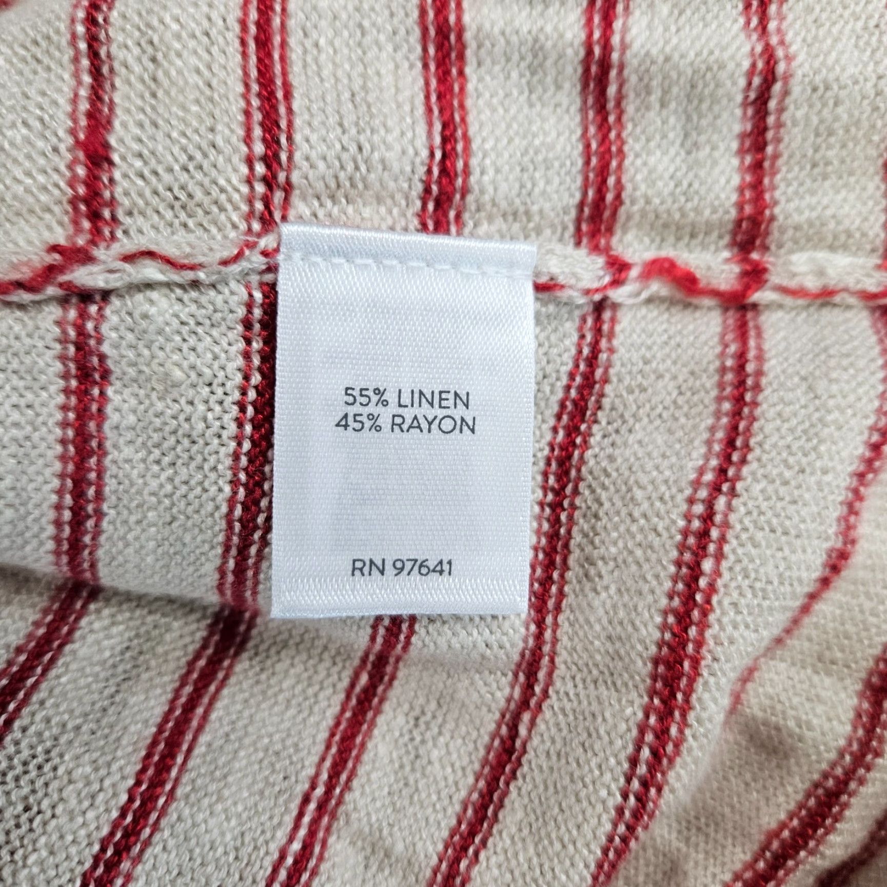 J. Jill J Jill Womens Knit Top 3X Red Beige Stripe 3/4 Sleeve Linen Rayon Blend Blouse Womens Size XXL / US 16-18 / IT 52-54 - 6 Thumbnail