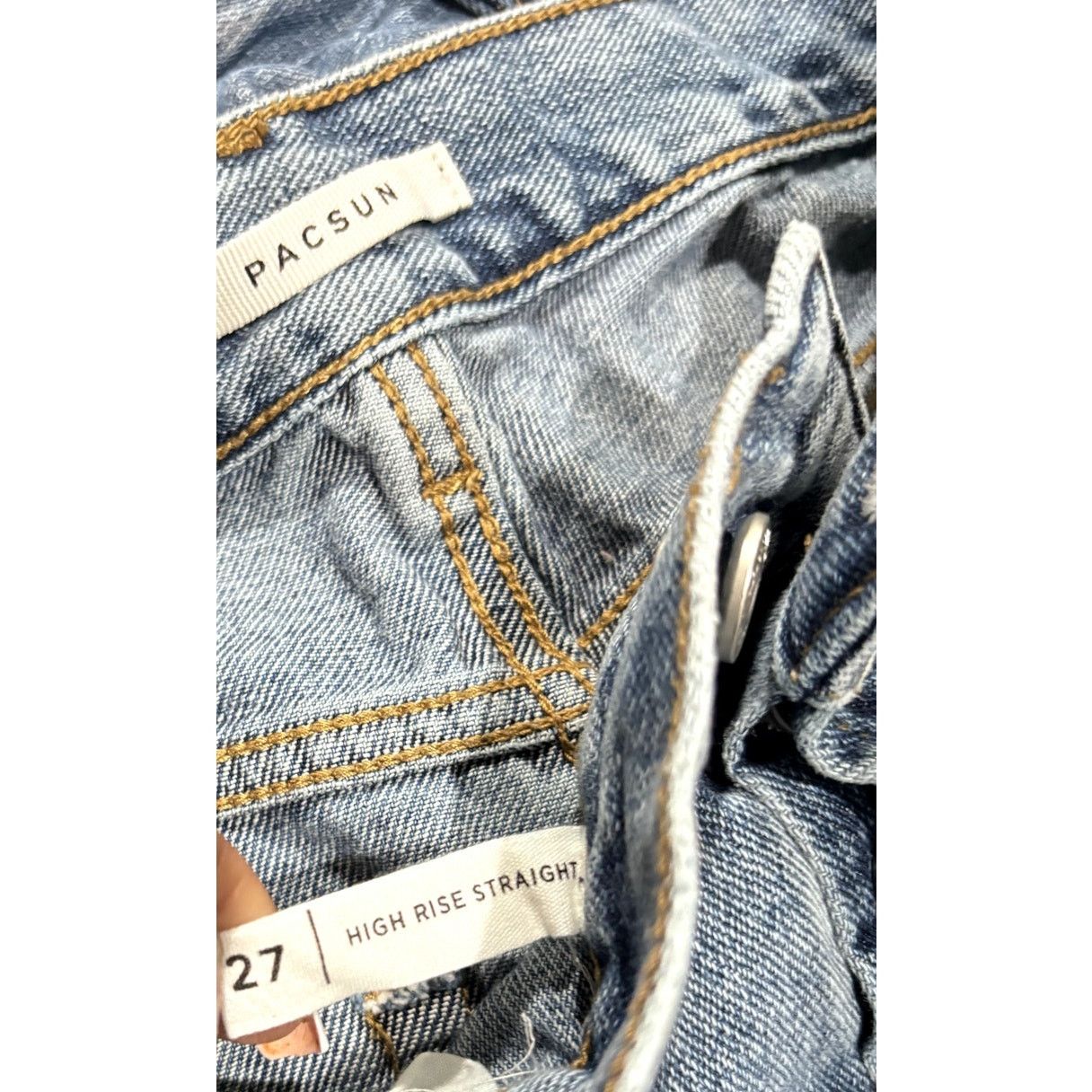 Pacsun PACSUN Medium Blue High Waisted Straight Leg Jeans Sz 27 Size 27" / US 4 / IT 40 - 6 Thumbnail