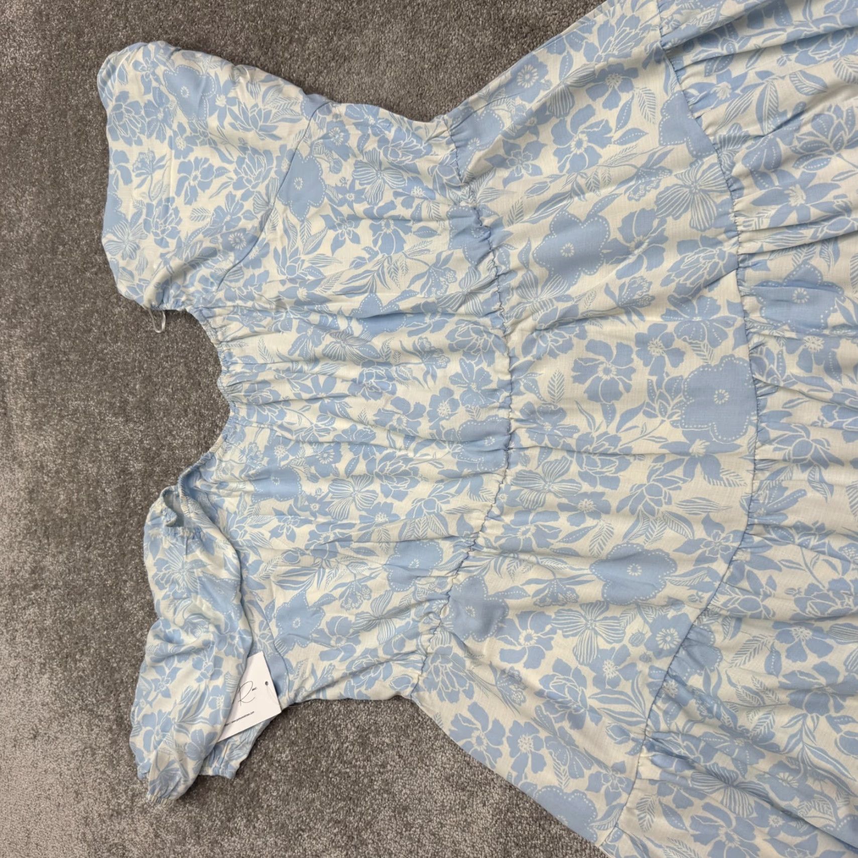 Parker Parker & Rowe Floral Puff Sleeve Tiered Midi Dress Women 3X Plus Blue Floral NWT Size XXL / US 16-18 / IT 52-54 - 4 Thumbnail