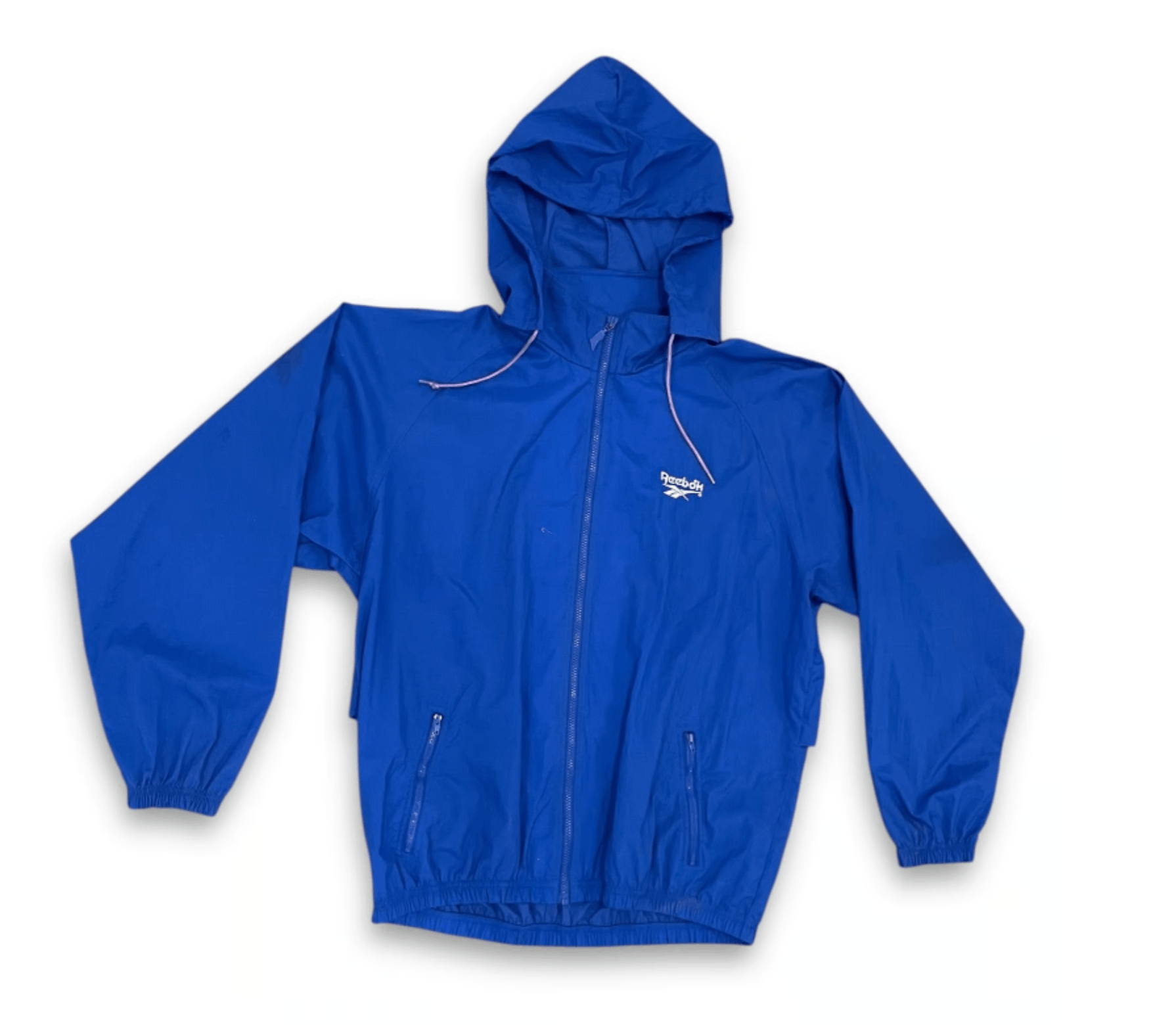 Reebok Vintage 1990s Reebok Blue Windbreaker Jacket Removable Hood Size US L / EU 52-54 / 3 - 1 Thumbnail