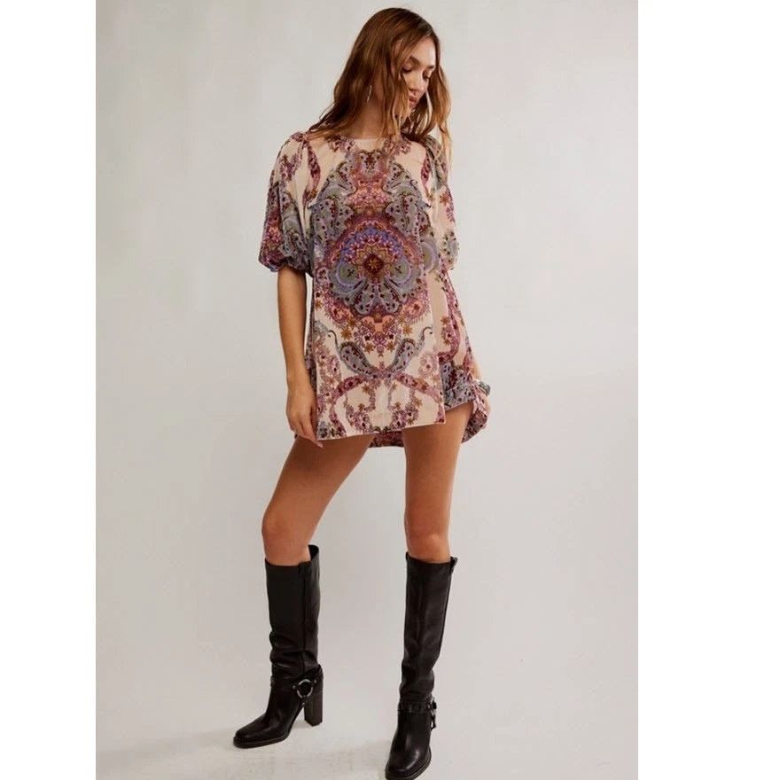 Free People New Maye Velvet Tunic Mini Dress $148 X-SMALL Oversized Top Size XS / US 0-2 / IT 36-38 - 5 Thumbnail