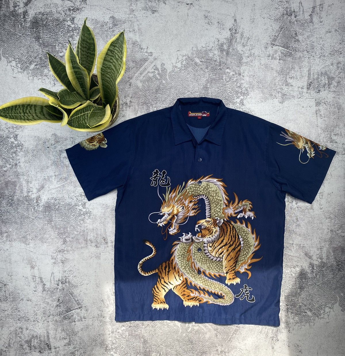 Rap Tees Vintage Rare 90S Dnon Jeans Japanese Dragon Shirt Size US XL / EU 56 / 4 - 1 Thumbnail