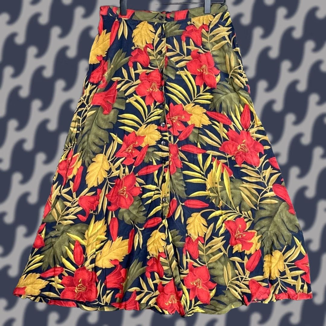 Jones New York Jones New York Maxi Skirt Women's 10P Silk Red Green Floral Print Long Petite 100% Silk Skirt Women’s Size 10P Size 32" / US 10 / IT 46 - 1 Thumbnail