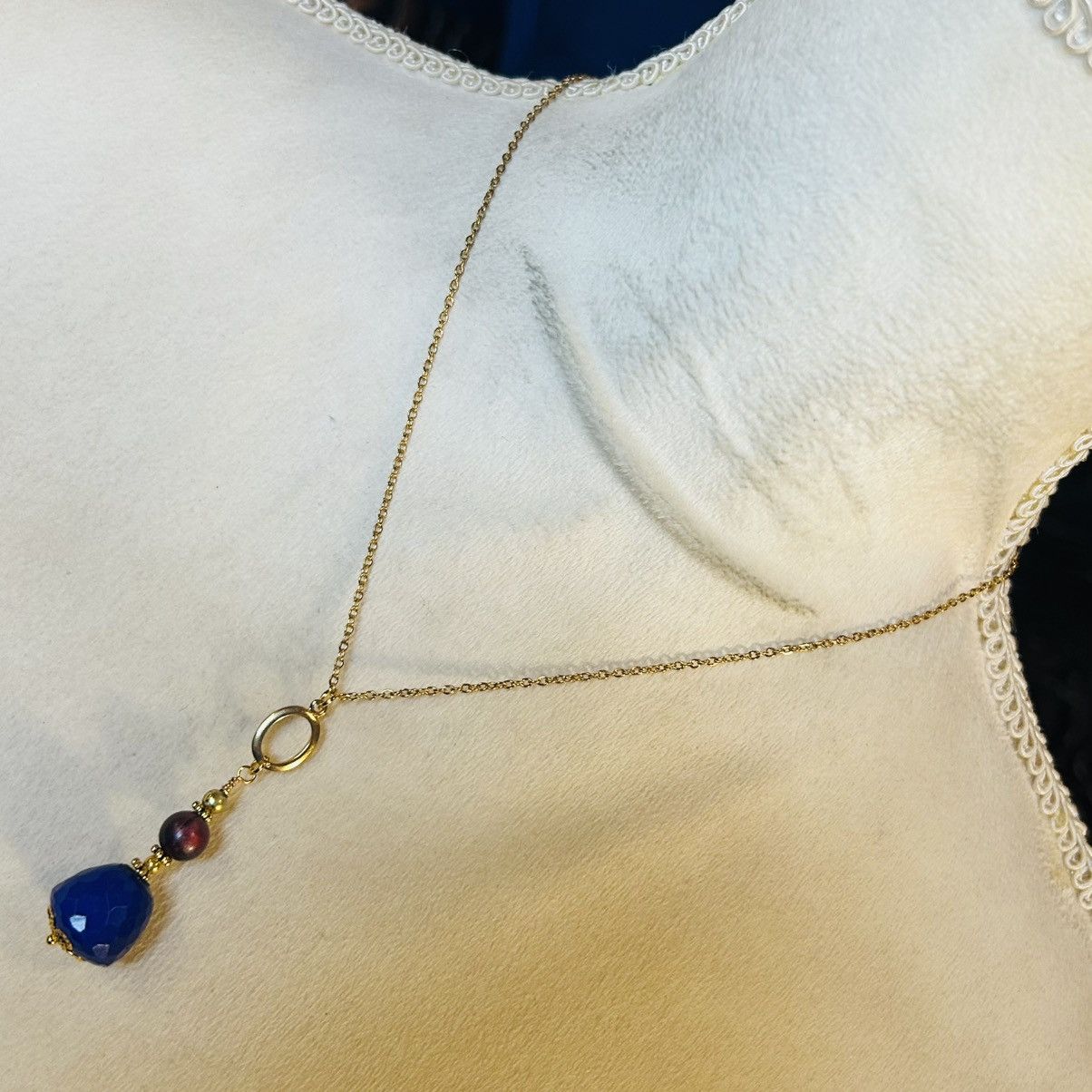 Handmade Handcrafted vintage bead drop pendant on chain necklace Size ONE SIZE - 2 Thumbnail