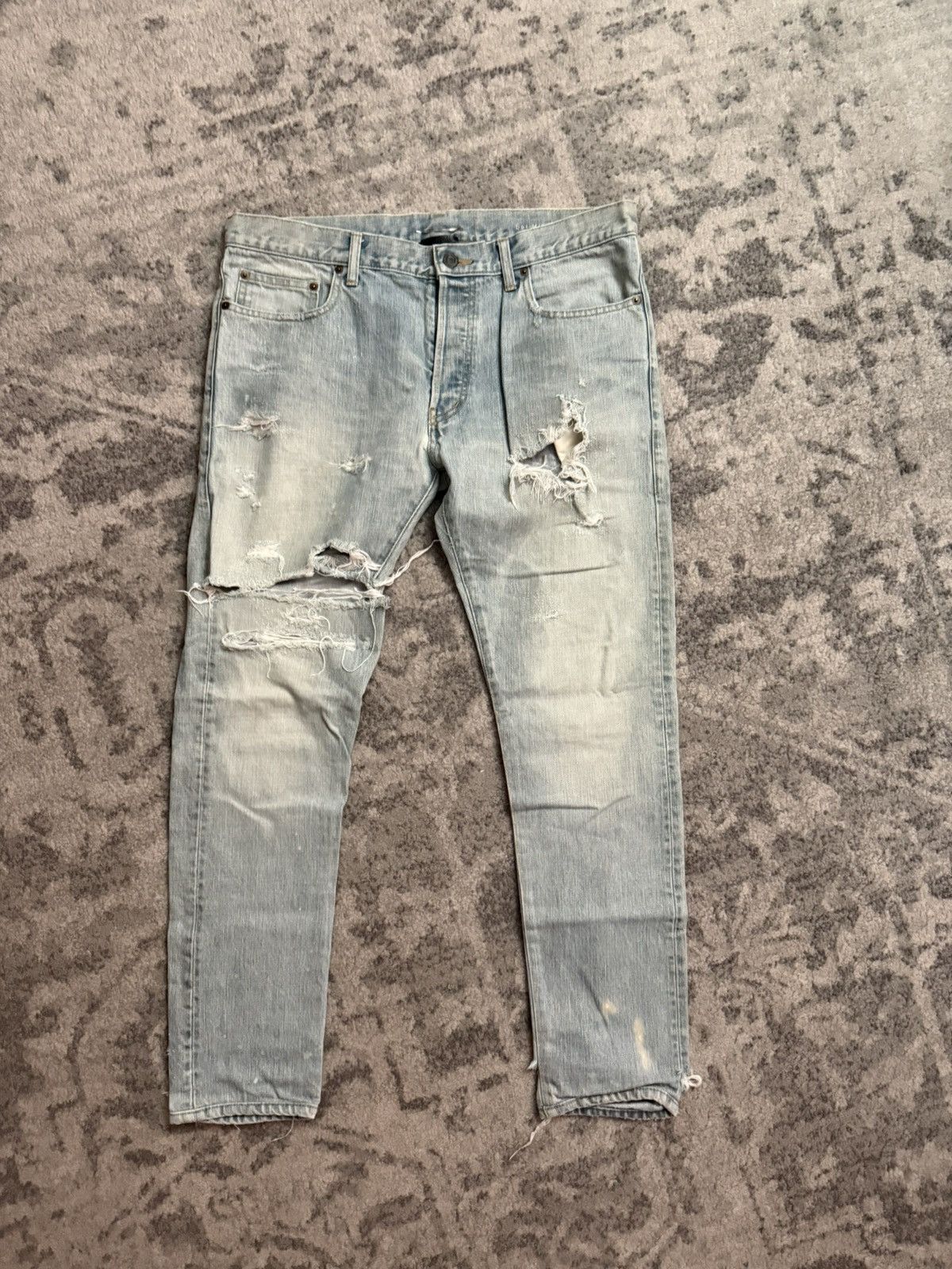 Saint Laurent Paris SLP FW14 Hedi D01 Crash Denim Size US 34 / EU 50 - 1 Thumbnail